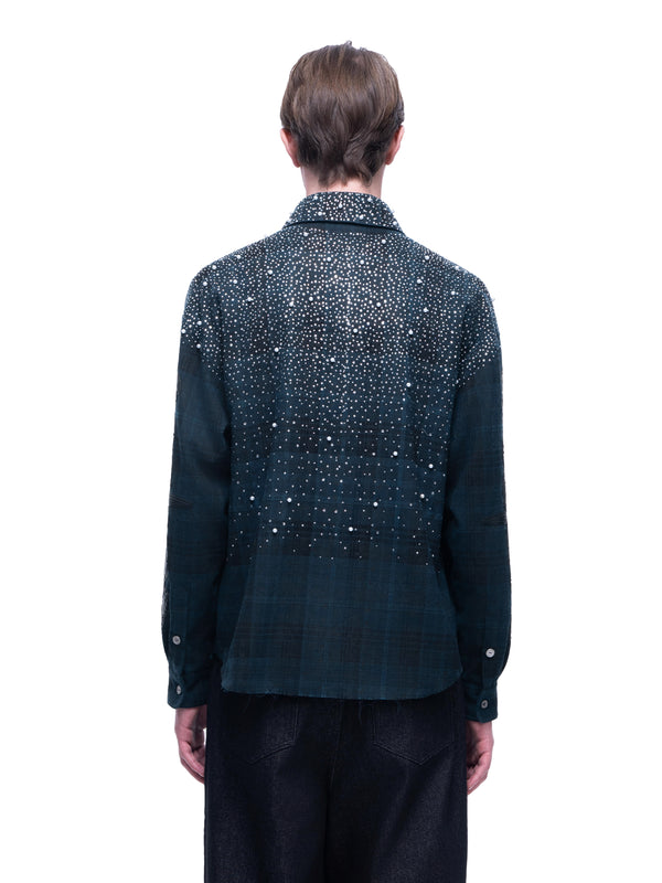 LUMINOUS DAWN RHINESTONE PEARL BAT PATTERN L-S SHIRT