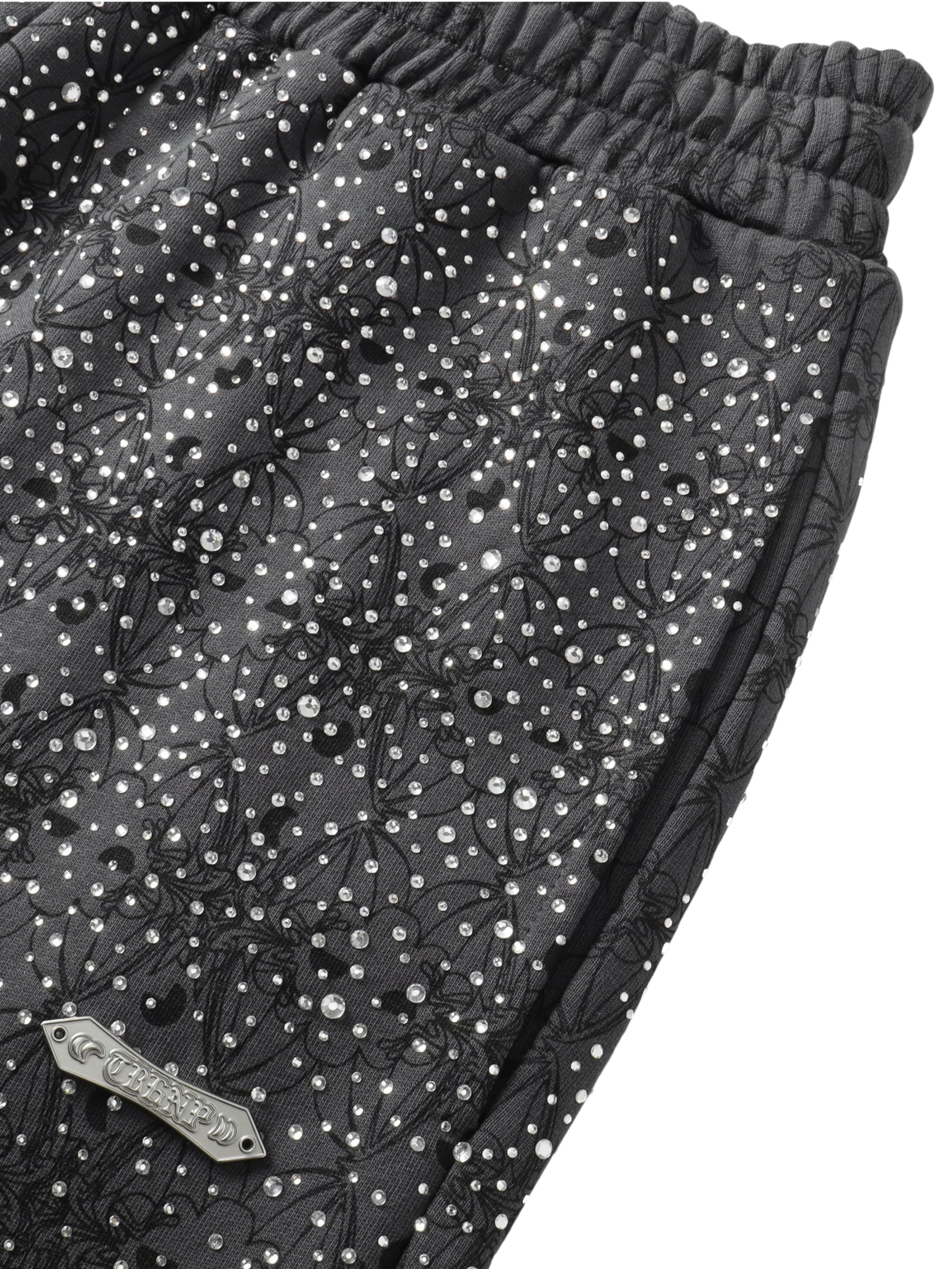 TBHNP Luminous Dawn all-over rhinestone wide-leg pants — men's streetwear pants