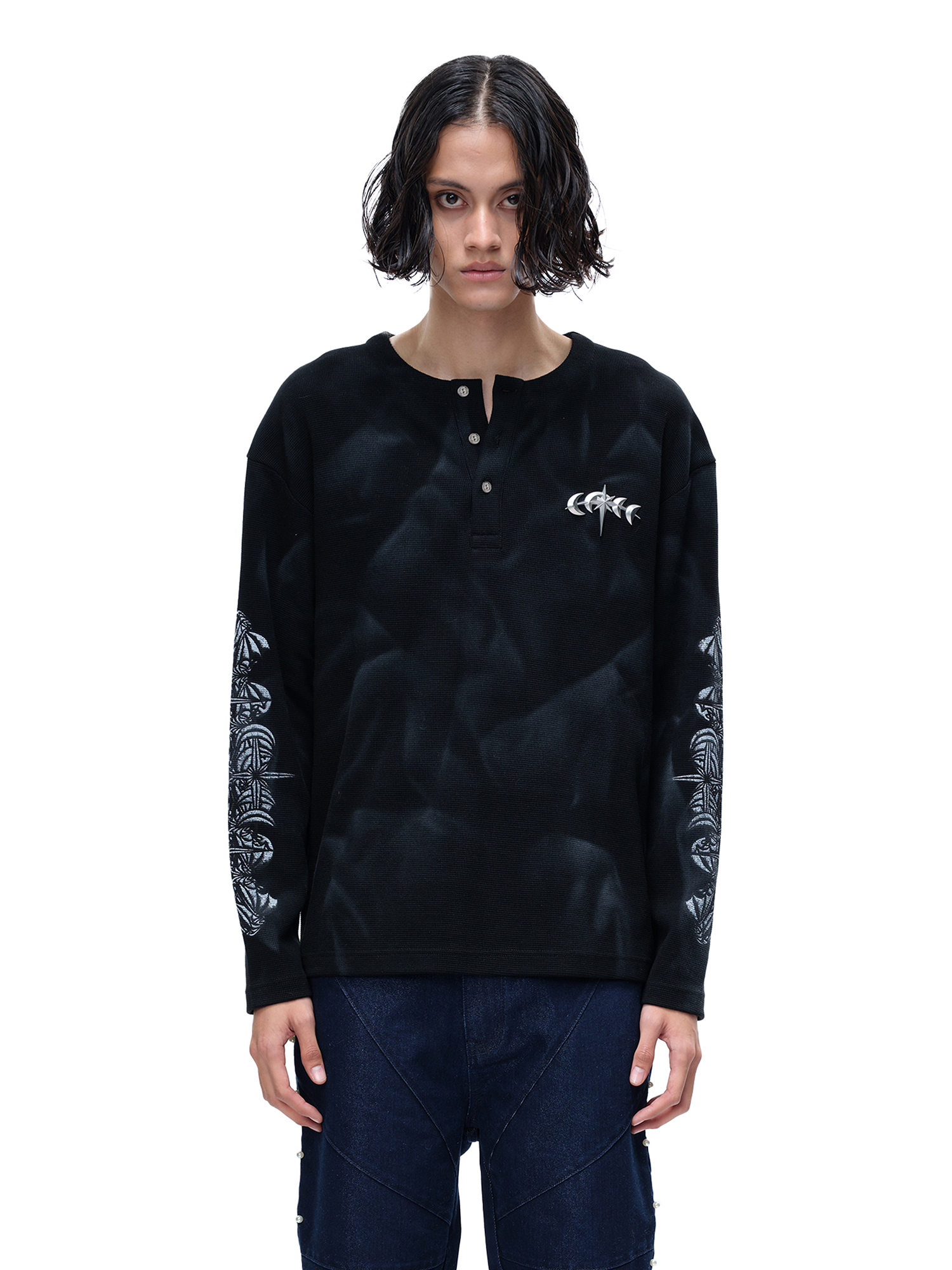 LUMINOUS DAWN WAFFLE-KNIT L-S TEE