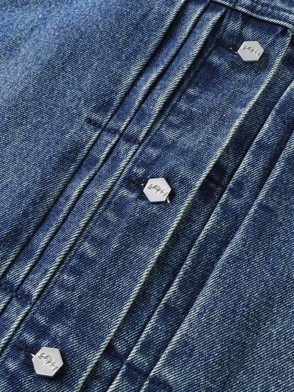 LUMINOUS DAWN RHINESTONE CROPPED DENIM JACKET