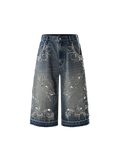 TBHNP Luminous Dawn rhinestone vine cropped wide-leg jeans — men's streetwear denim