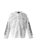 LUMINOUS DAWN WAFFLE-KNIT HENLEY LONG-SLEEVE TEE