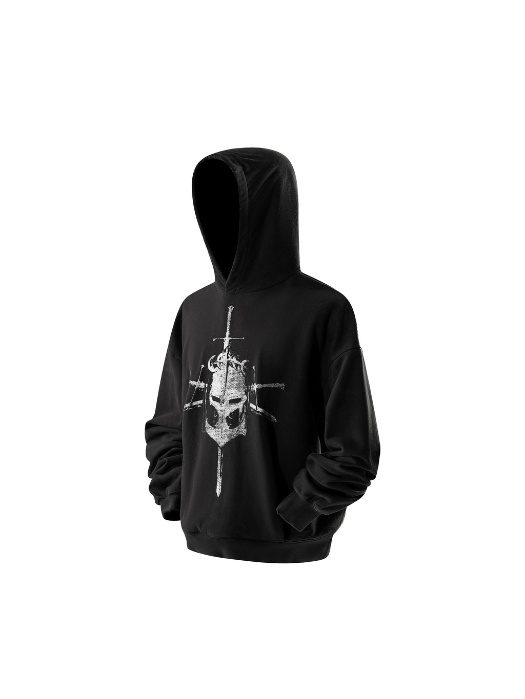 LUMINOUS DAWN KNIGHT AND SWORD PRINTED HOODIE