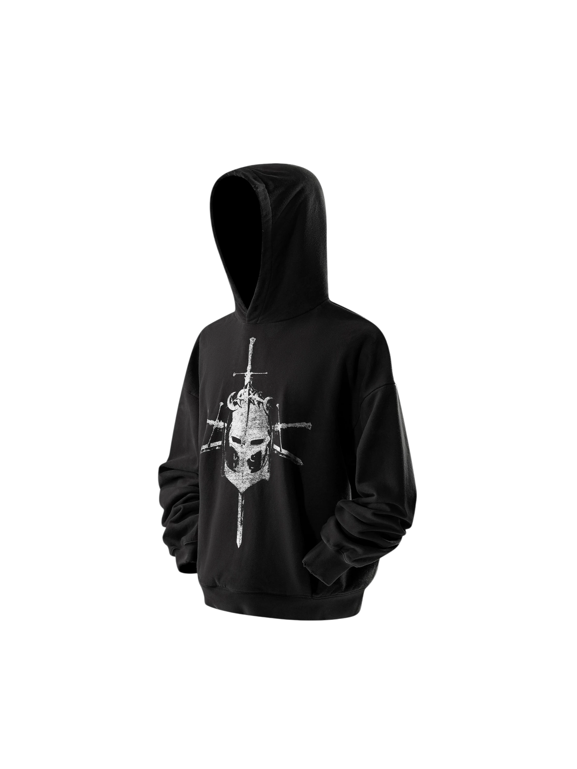 TBHNP Luminous Dawn knight and sword colour-block hoodie — men's streetwear hoodie