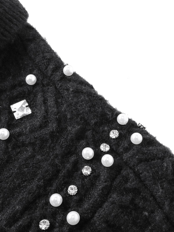 LUMINOUS DAWN RHINESTONE COLLARED CARDIGAN