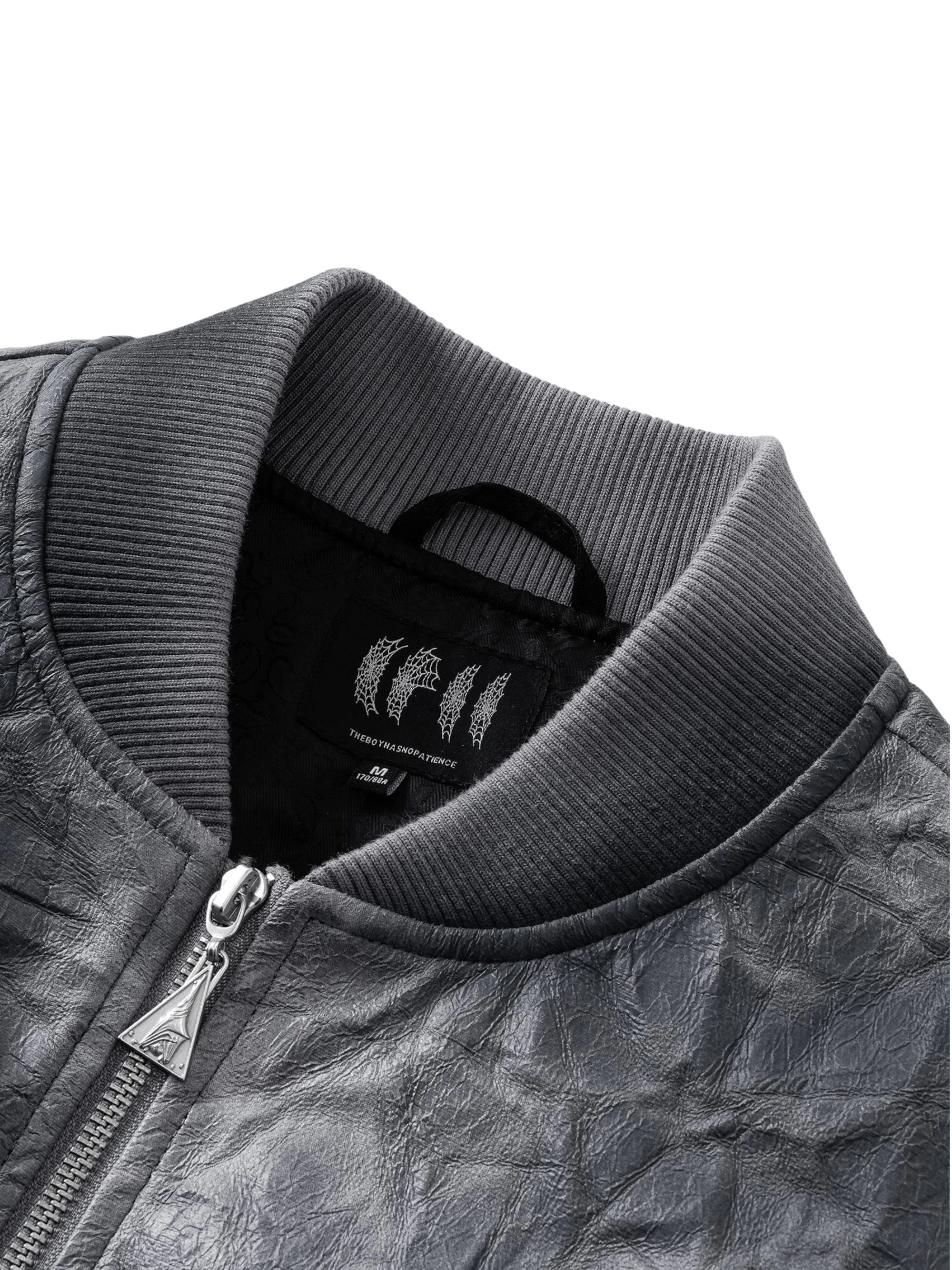 TBHNP Disciple spray-painted MA-1 bomber jacket, blue-grey — men's streetwear jacket
