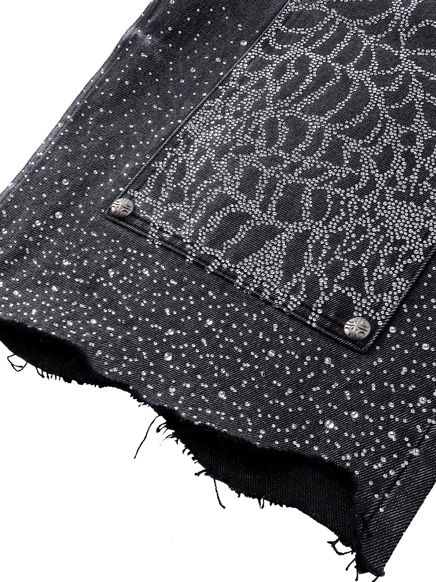 LUMINOUS DAWN RHINESTONE COBWEB  CROPPED JEANS