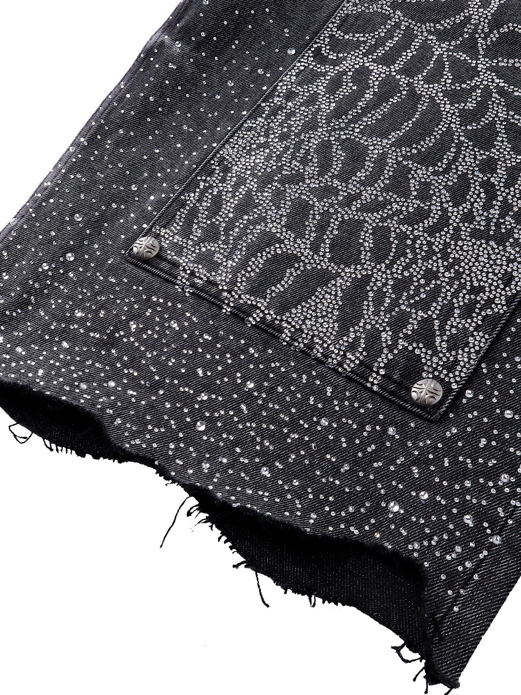 LUMINOUS DAWN RHINESTONE COBWEB  CROPPED JEANS