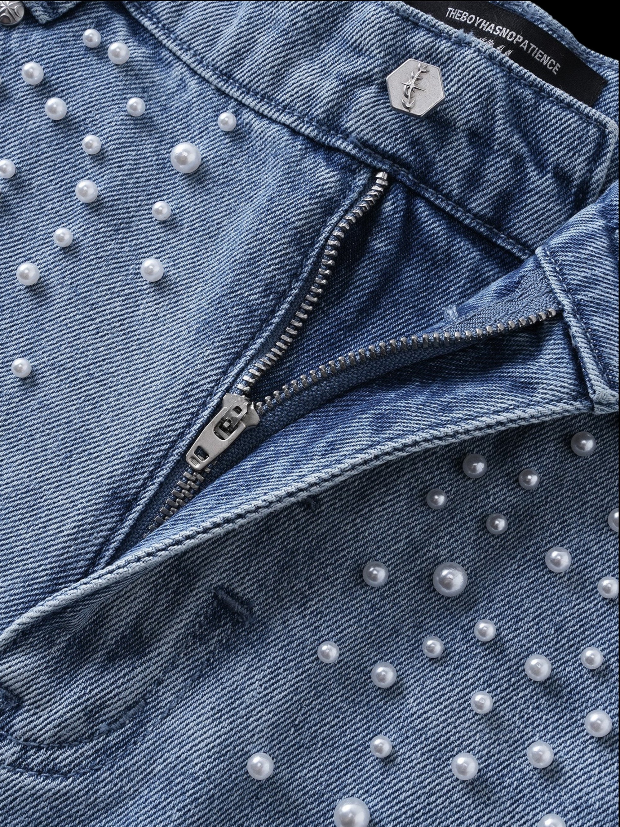 TBHNP Luminous Dawn pearl armor cropped wide-leg jeans — men's streetwear denim
