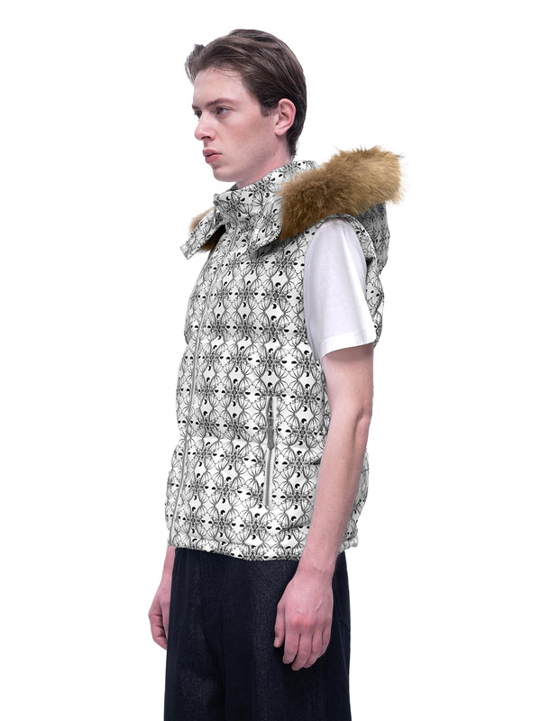 LUMINOUS DAWN BAT PATTERN DOWN VEST