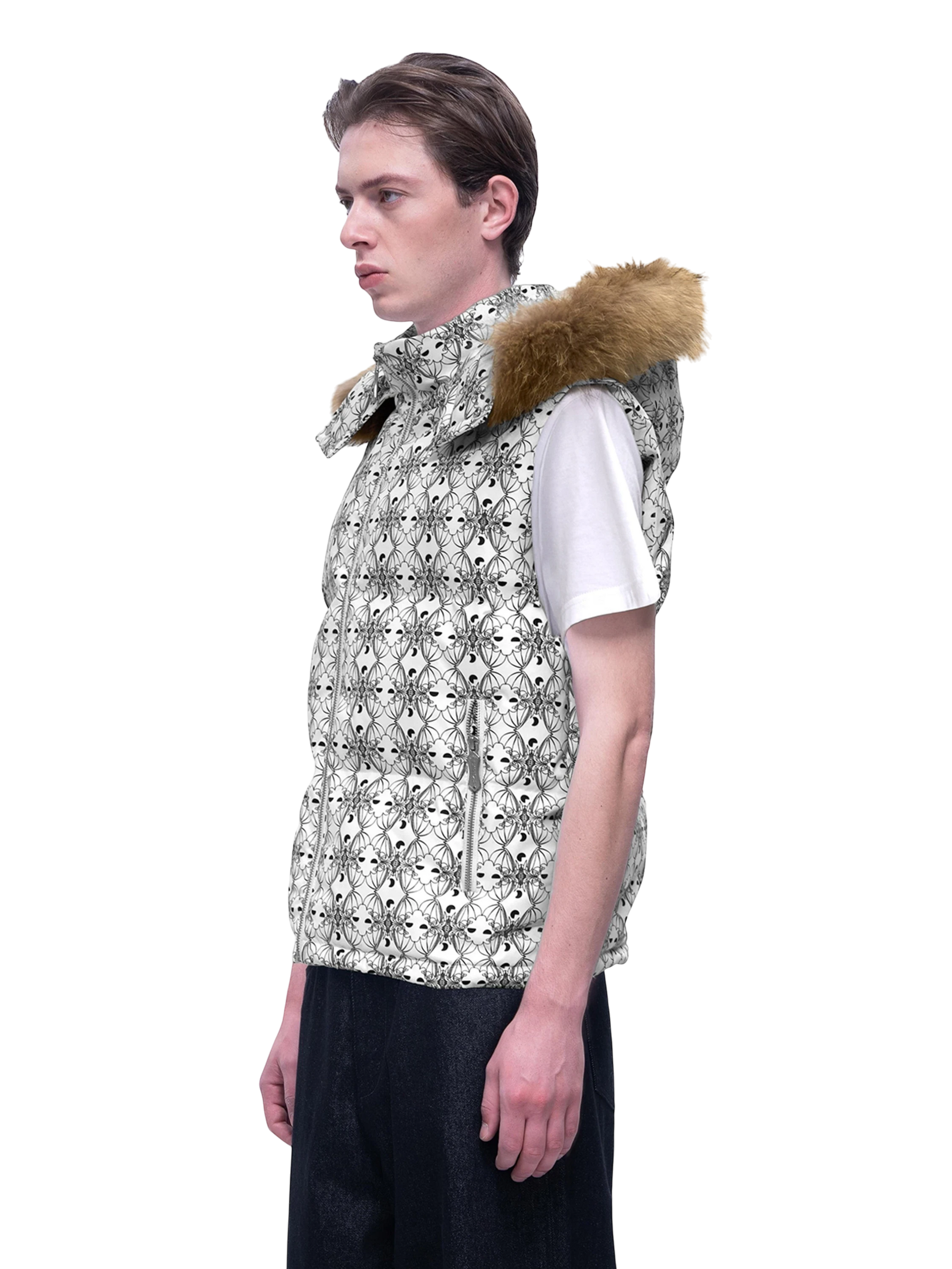 TBHNP Luminous Dawn bat pattern down puffer vest — men's streetwear gilet