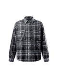 LUMINOUS DAWN RHINESTONE BAT PATTERN PLAID SHIRT