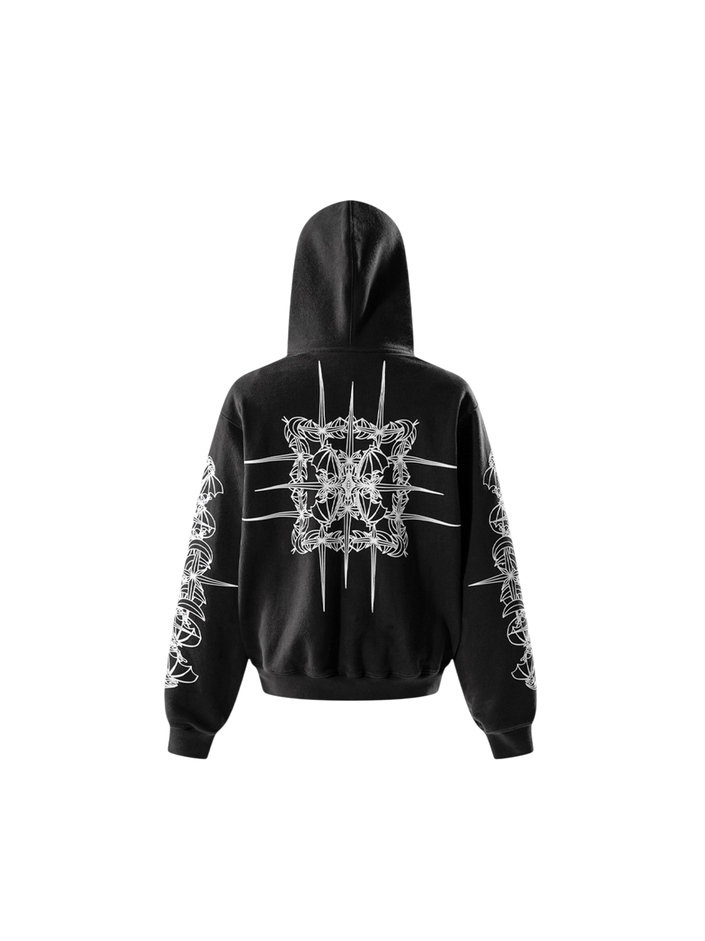 TBHNP Luminous Dawn astral logo flocked zip-up hoodie — men's streetwear hoodie