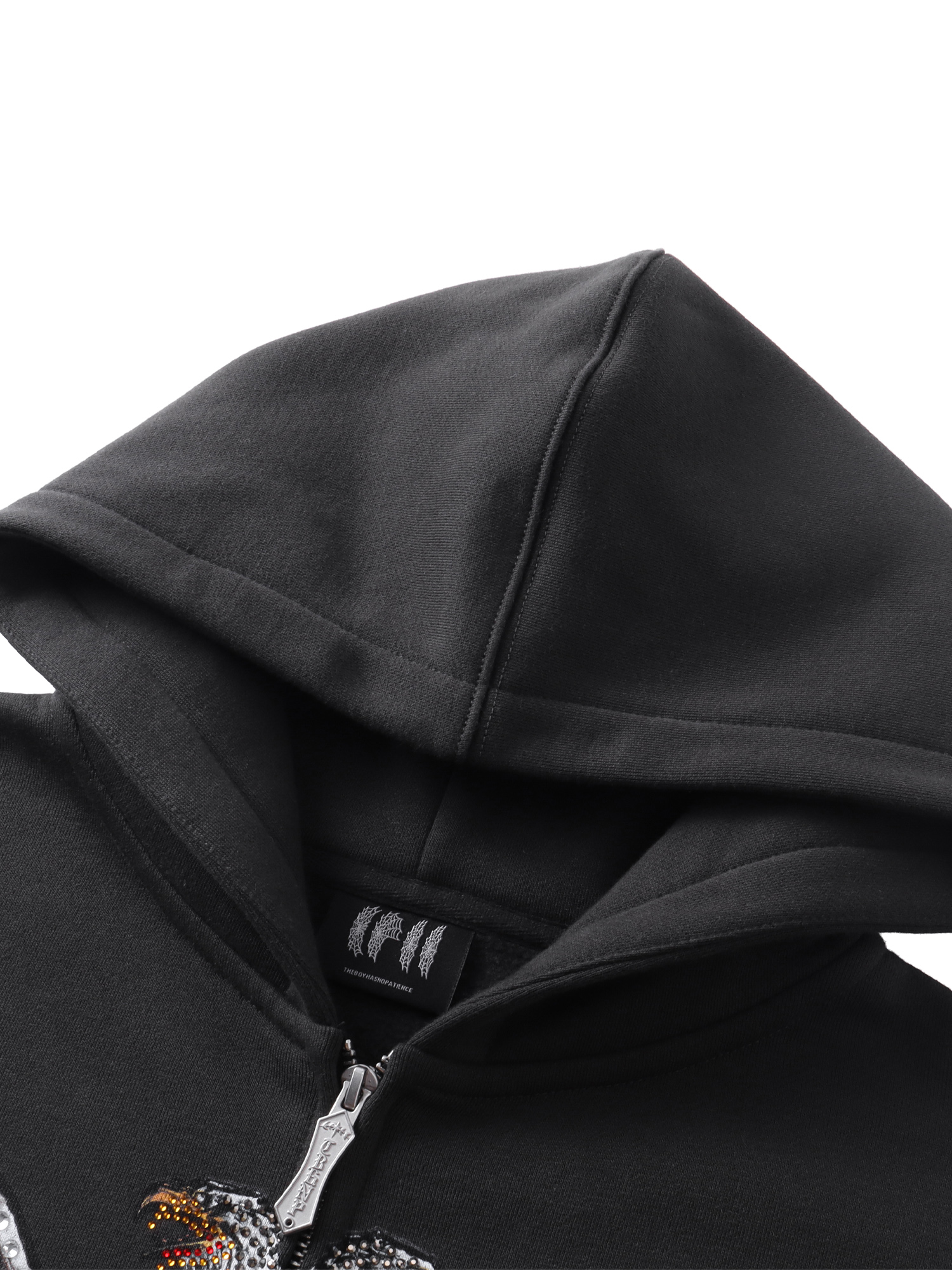 LUMINOUS DAWN DOUBLE-HEADED EAGLE RHINESTONE PRINTED ZIP HOODIE