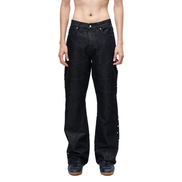 LUMINOUS DAWN ASTRAL METAL LOGO SILKY FLARE JEANS