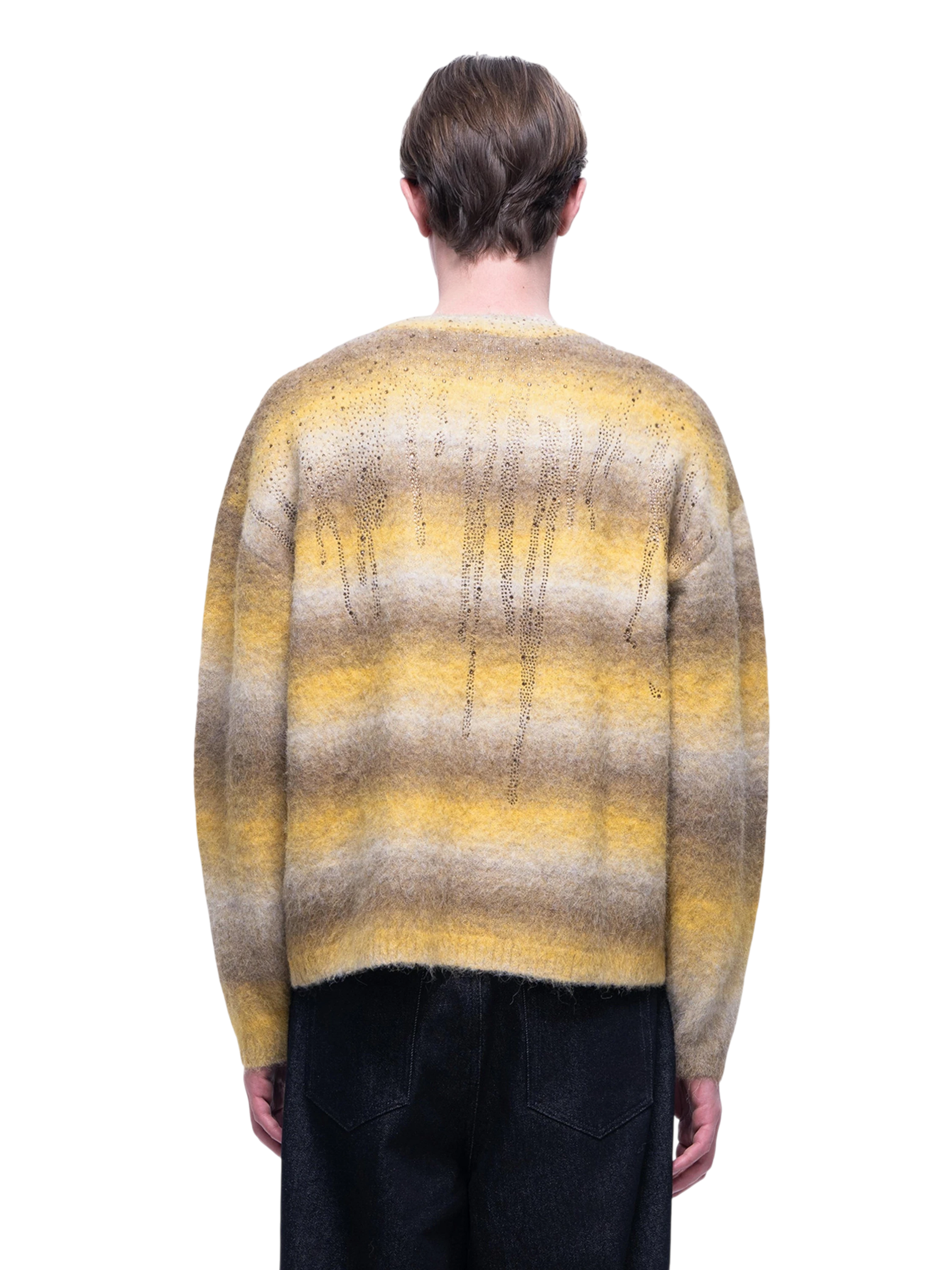 TBHNP Luminous Dawn rhinestone mohair knit sweater — men's streetwear fuzzy knit jumper