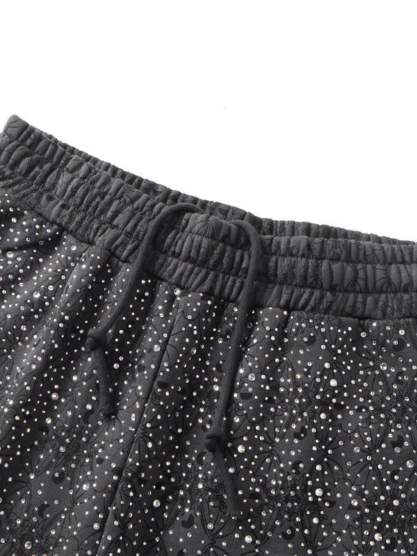 LUMINOUS DAWN DARK PATTERN RHINESTONE PANTS