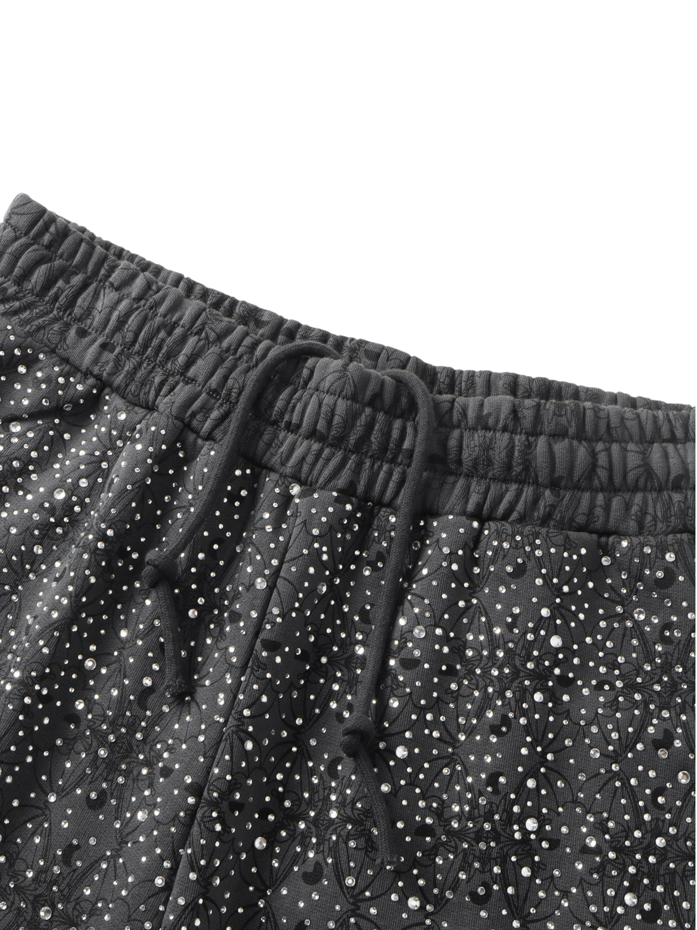 TBHNP Luminous Dawn all-over rhinestone wide-leg pants — men's streetwear pants