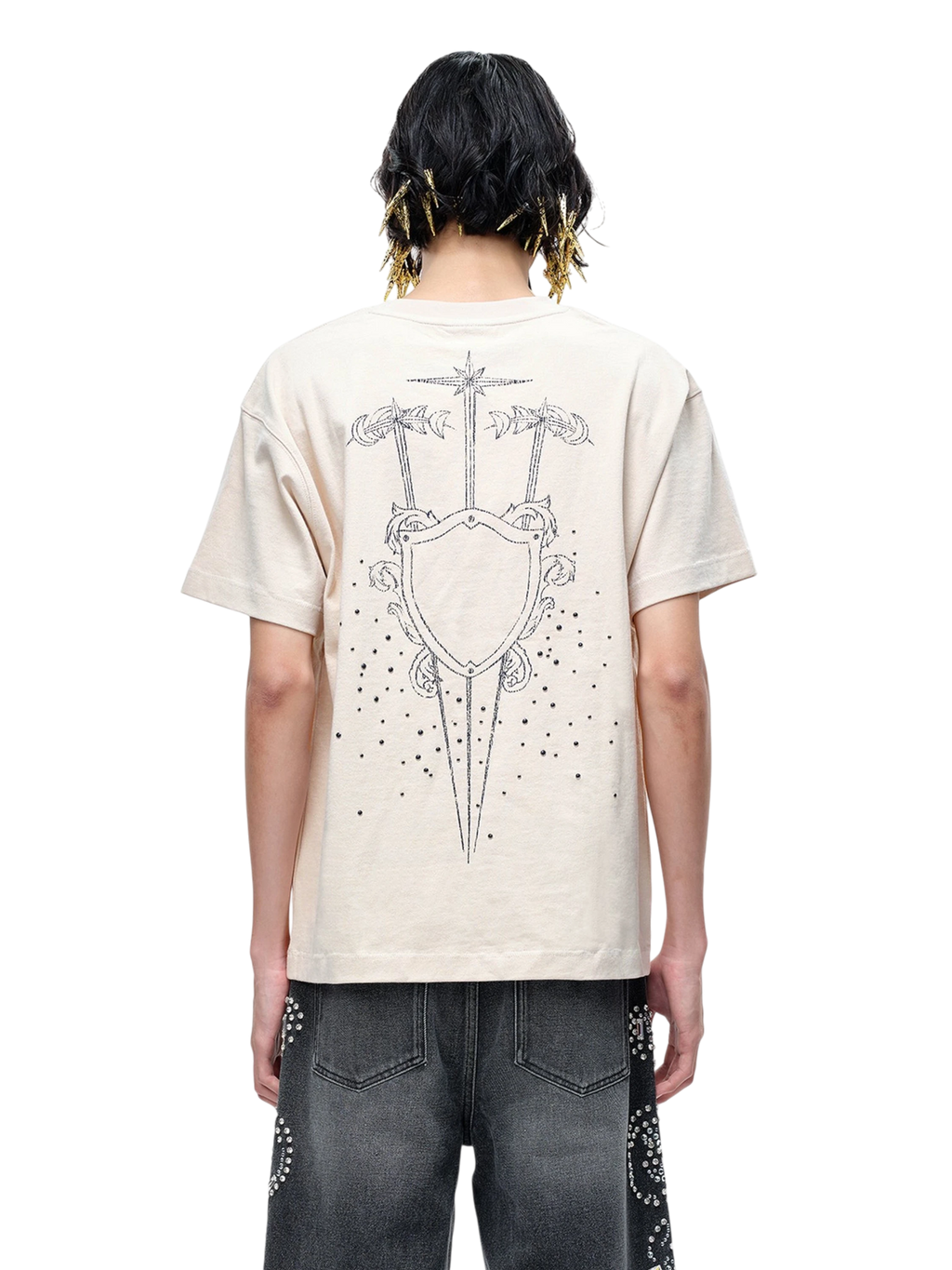 TBHNP Luminous Dawn sketch knight rhinestone t-shirt — men's streetwear graphic tee