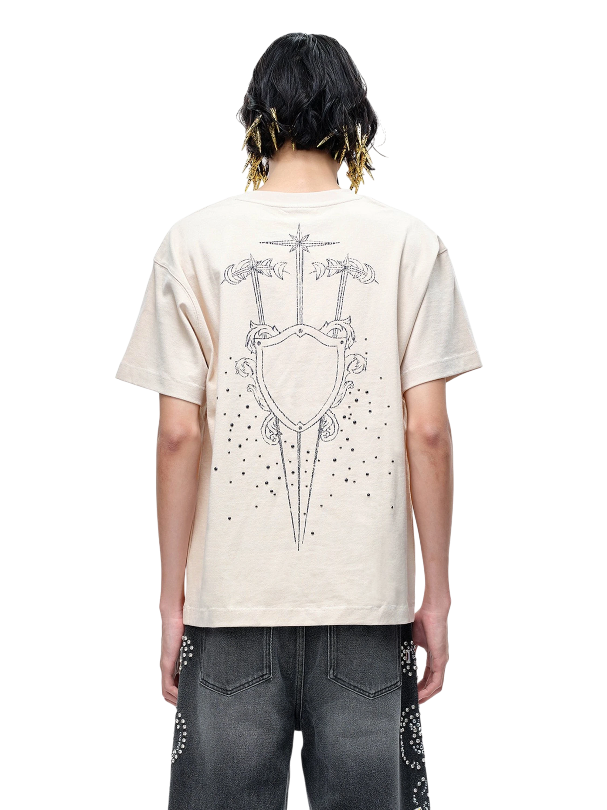 TBHNP Luminous Dawn sketch knight rhinestone t-shirt — men's streetwear graphic tee
