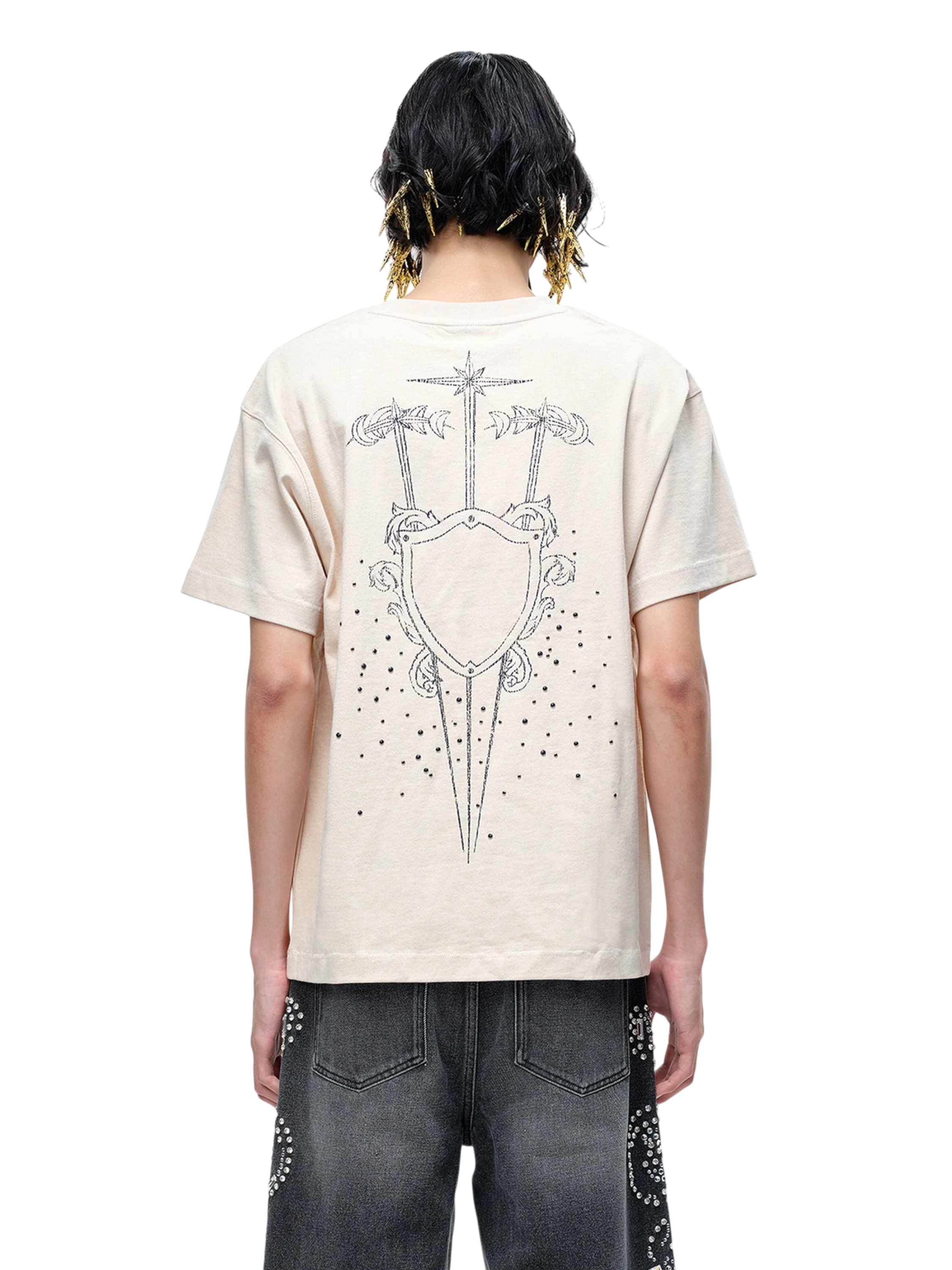 TBHNP Luminous Dawn sketch knight rhinestone t-shirt — men's streetwear graphic tee