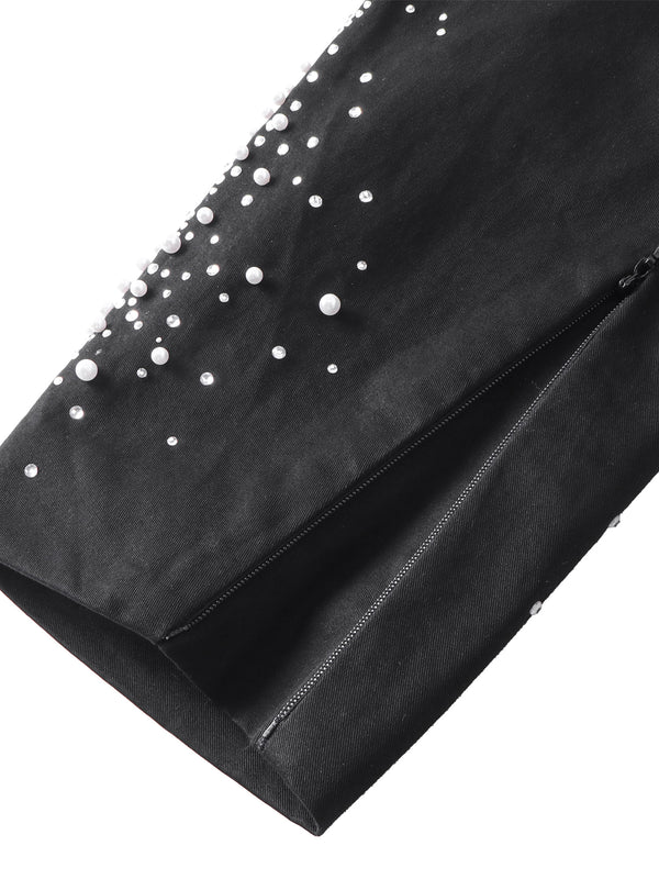 LUMINOUS DAWN PEARL RHINESTONE ZIP JACKET