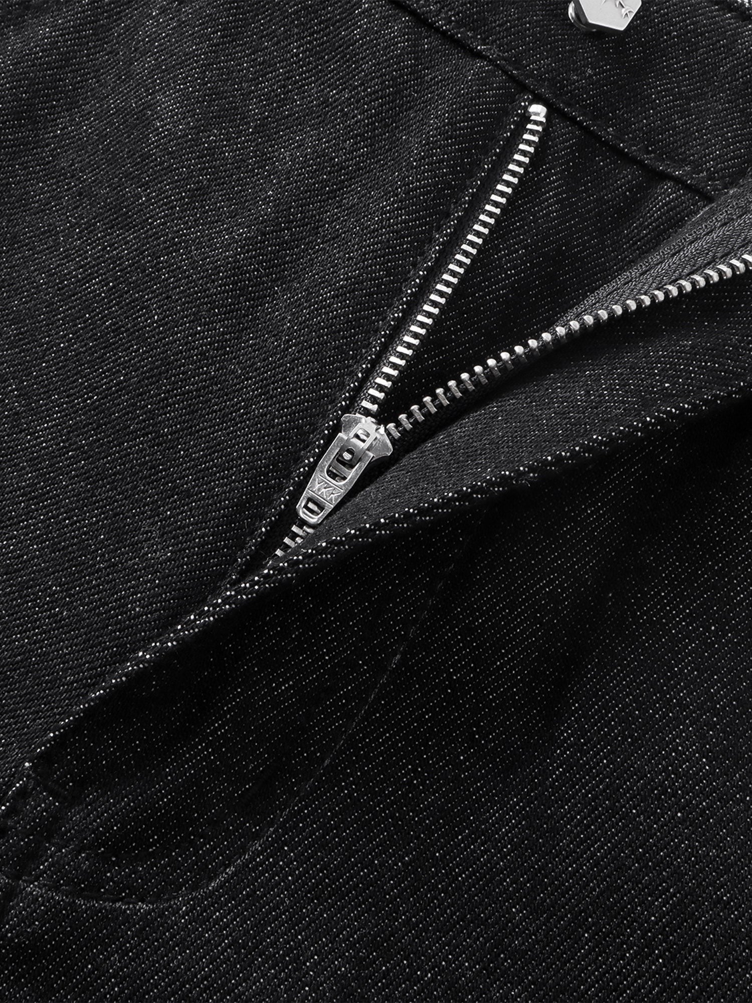 TBHNP Luminous Dawn coated baggy wide-leg jeans, black — men's streetwear denim