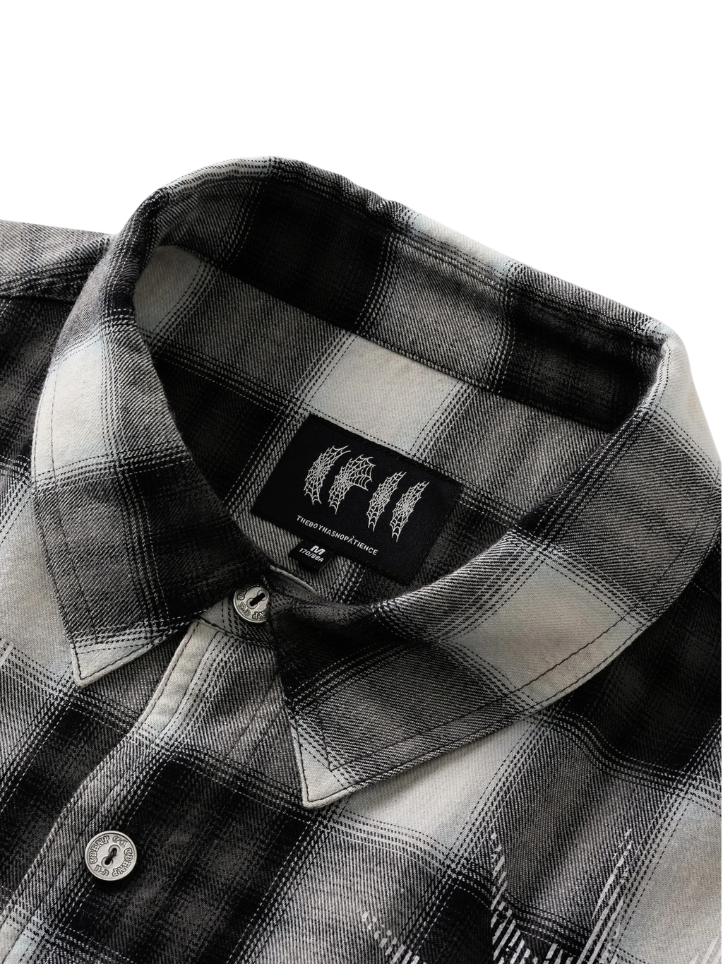TBHNP Disciple Double Saint rhinestone plaid flannel shirt — men's gothic streetwear button-up