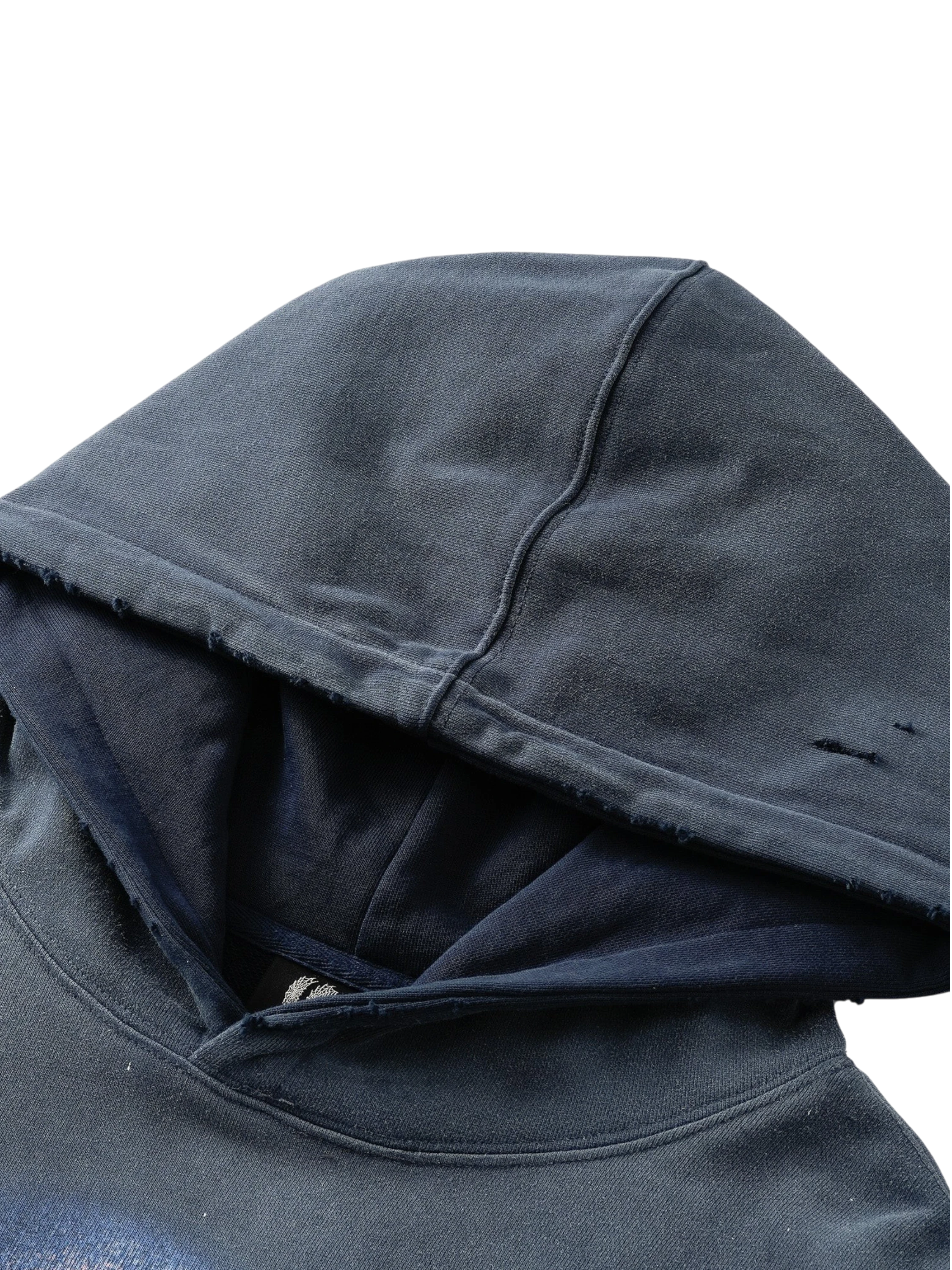 TBHNP Disciple slash-destroyed printed hoodie, blue-grey — men's streetwear hoodie