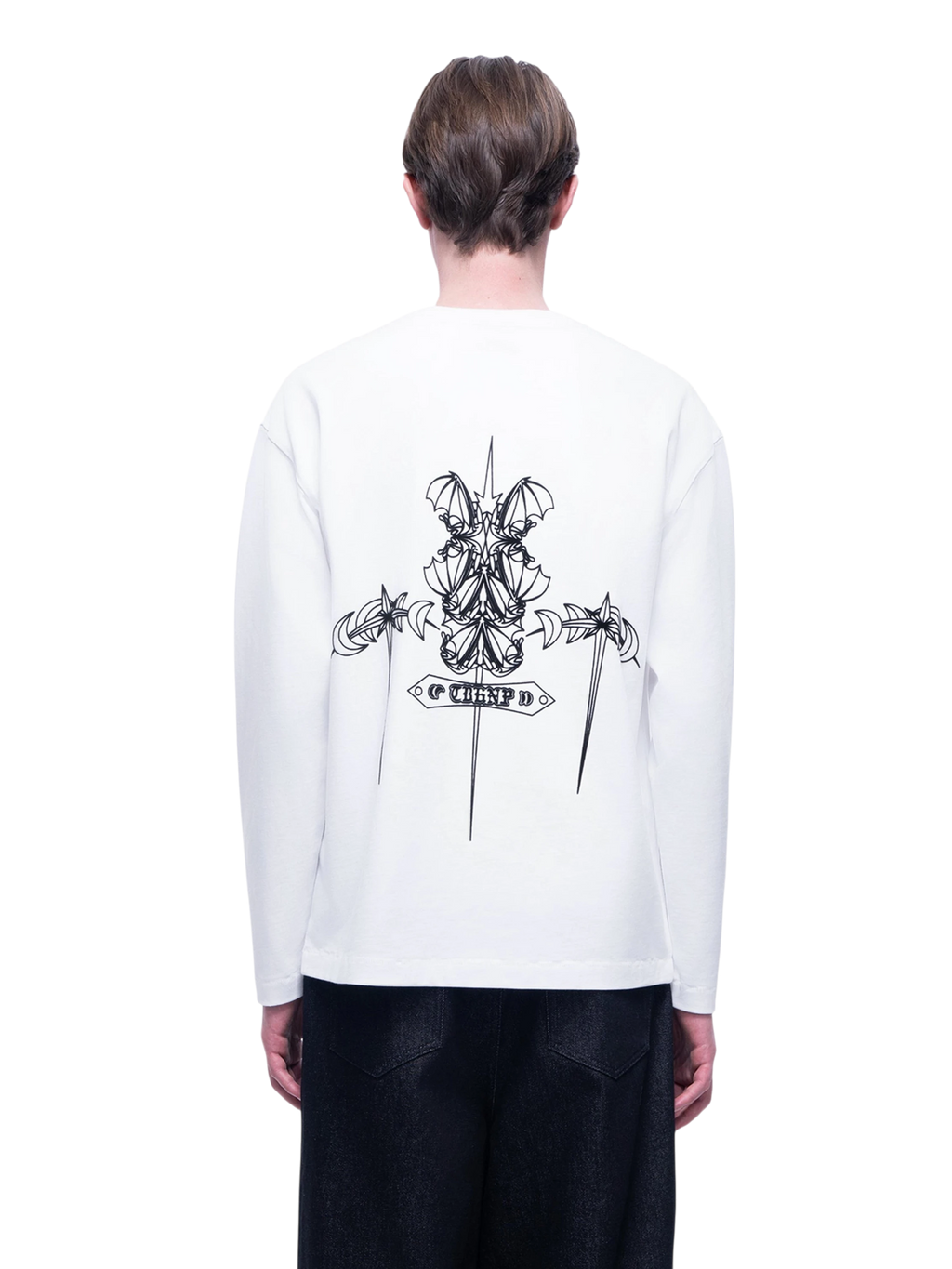 TBHNP Luminous Dawn flocked logo long-sleeve tee — men's streetwear graphic tee