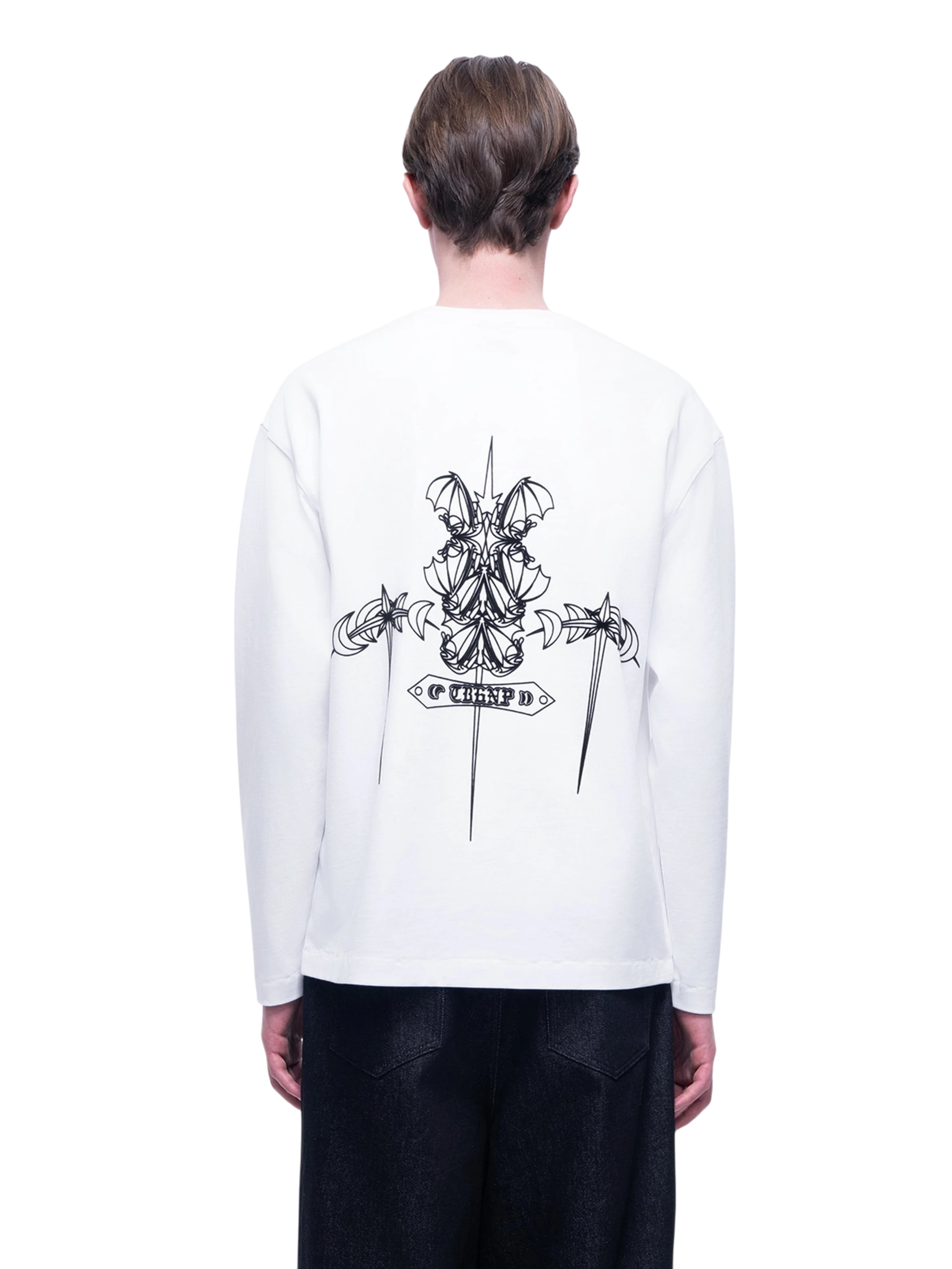 TBHNP Luminous Dawn flocked logo long-sleeve tee — men's streetwear graphic tee