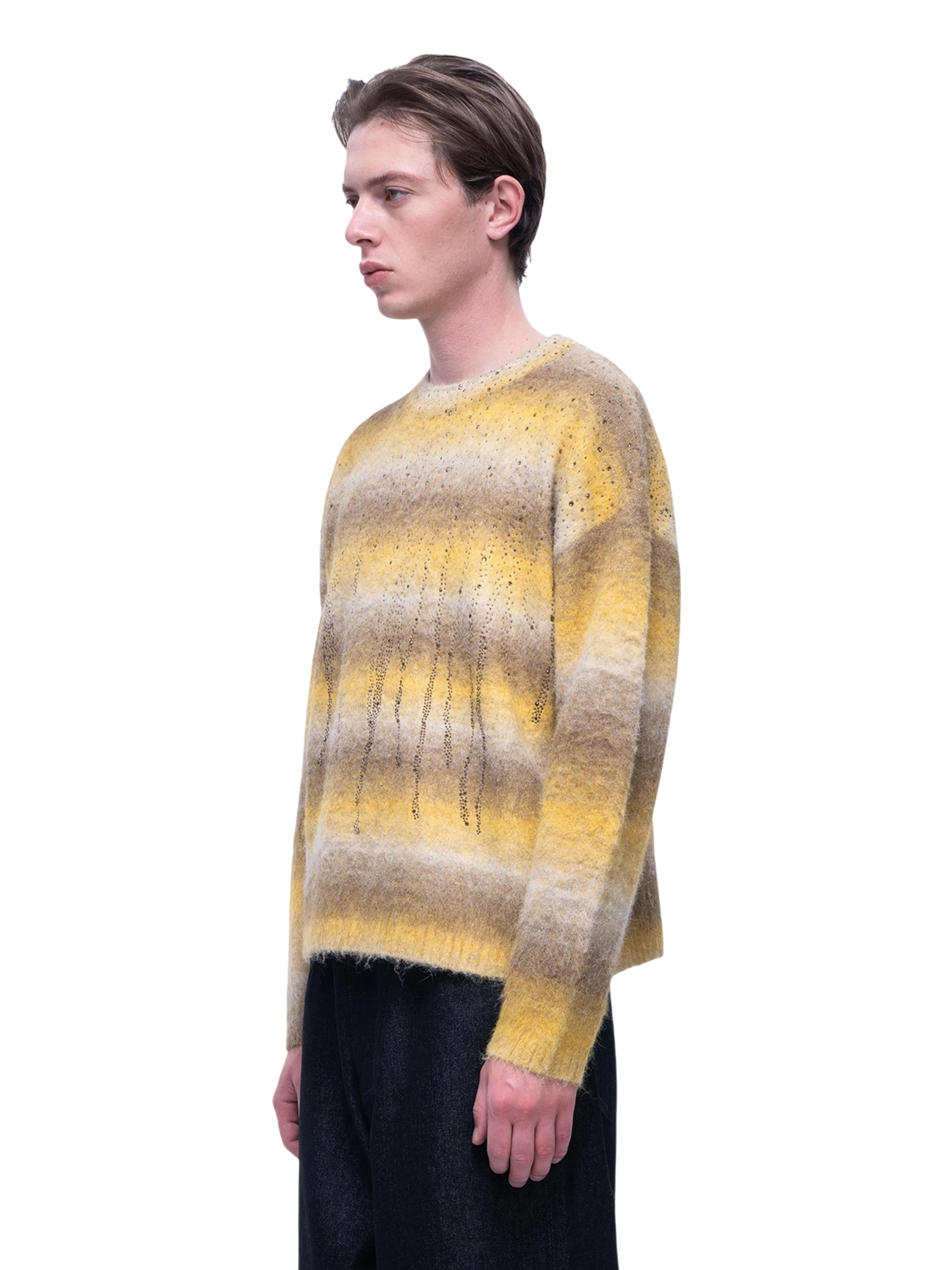 TBHNP Luminous Dawn rhinestone mohair knit sweater — men's streetwear fuzzy knit jumper