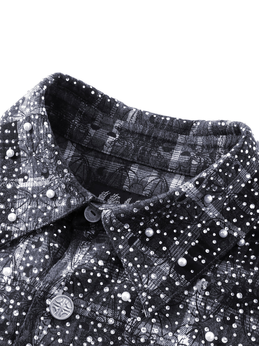 LUMINOUS DAWN RHINESTONE PEARL BAT PATTERN L-S SHIRT
