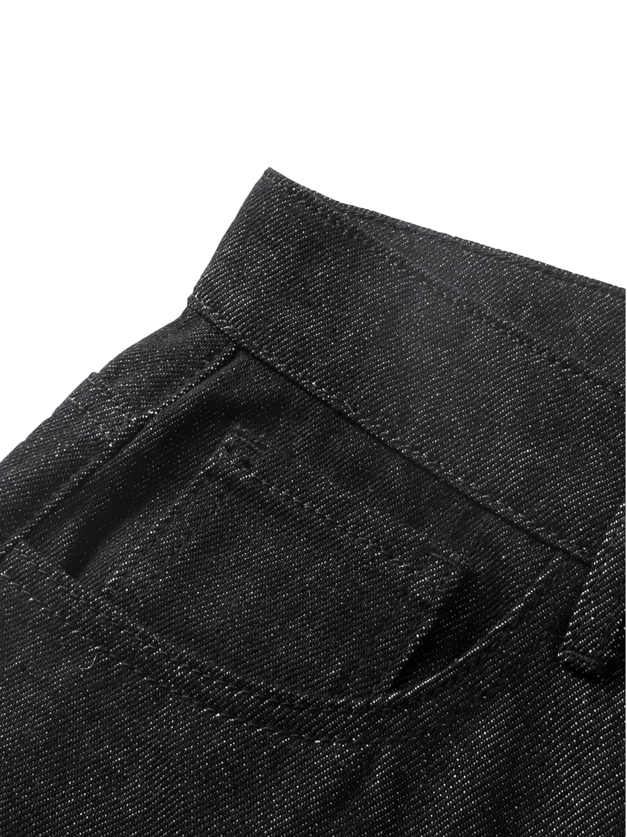 TBHNP Luminous Dawn coated baggy wide-leg jeans, black — men's streetwear denim
