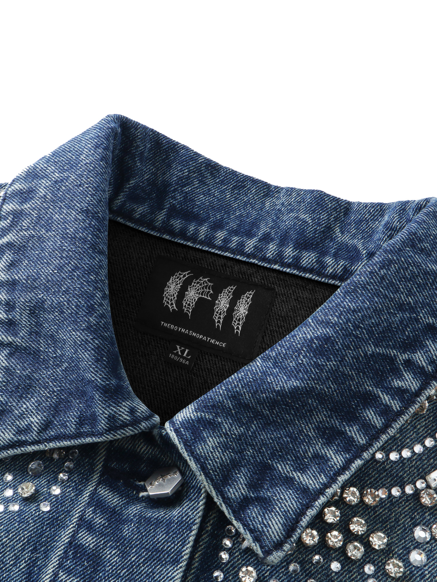 LUMINOUS DAWN RHINESTONE CROPPED DENIM JACKET
