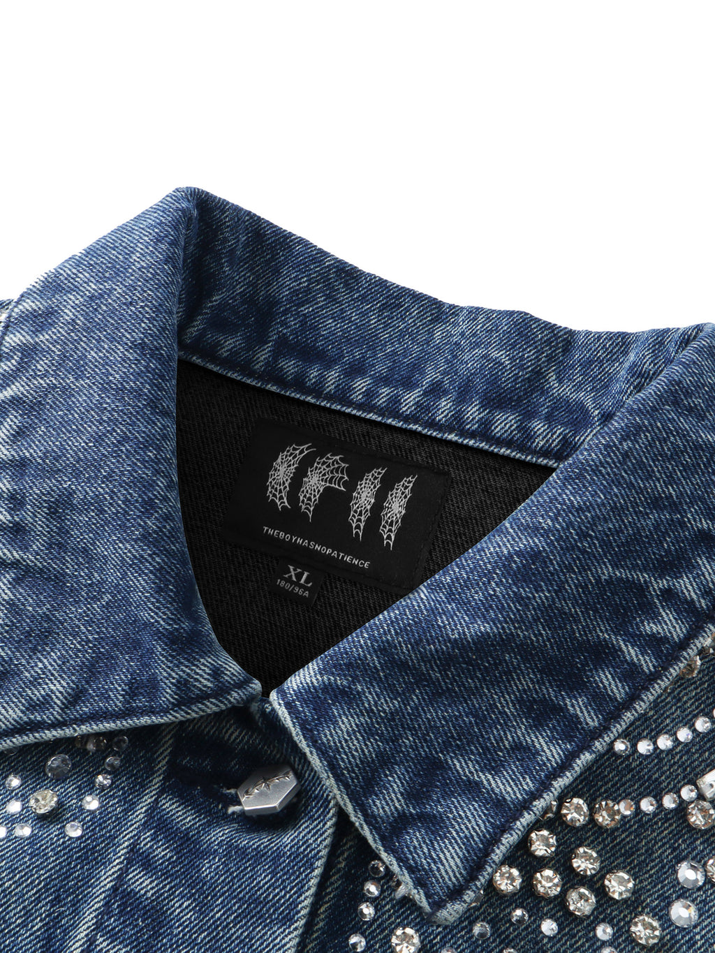 LUMINOUS DAWN RHINESTONE CROPPED DENIM JACKET