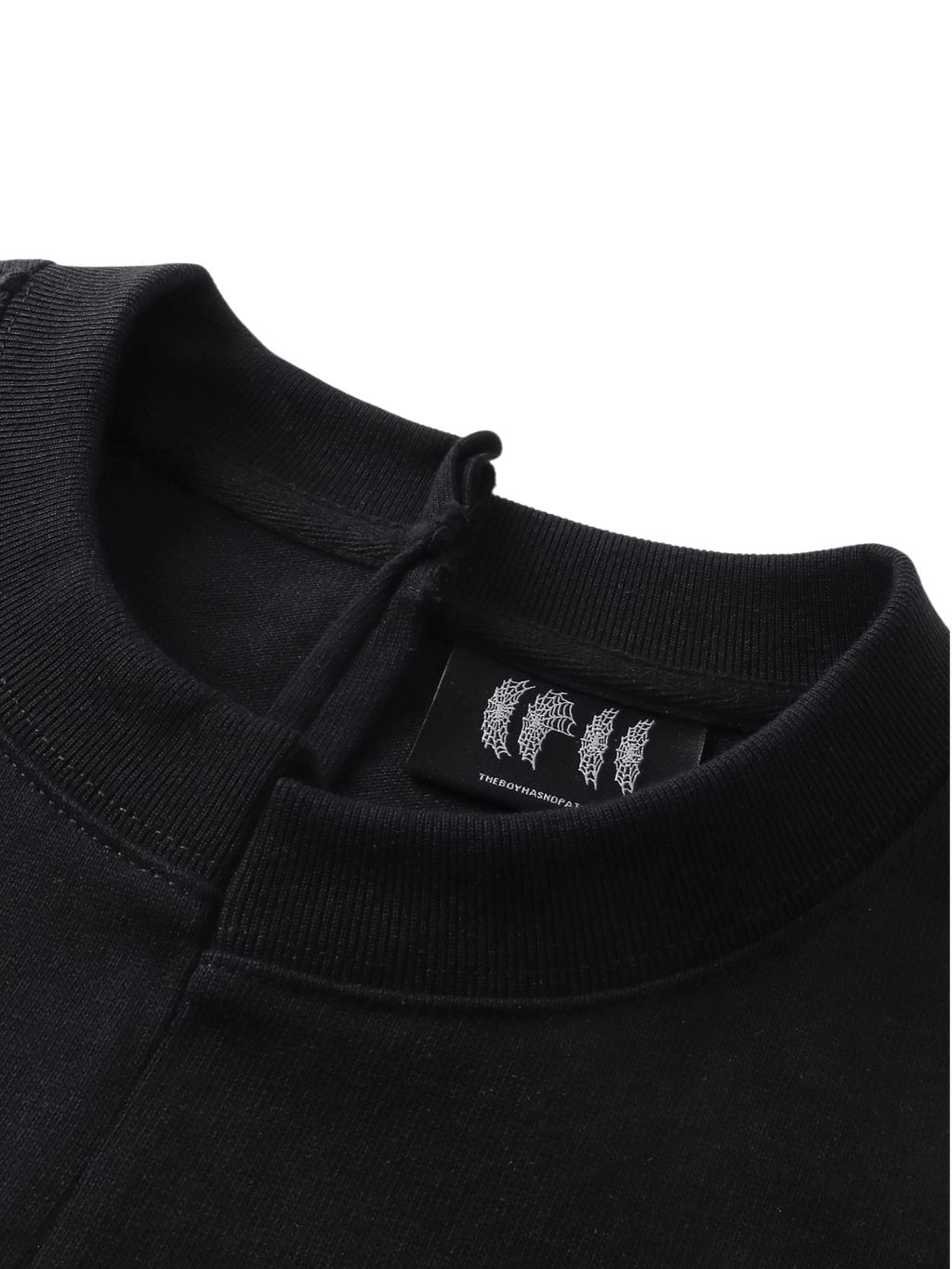 TBHNP Luminous Dawn destroyed patchwork heavyweight t-shirt, black — men's streetwear graphic tee