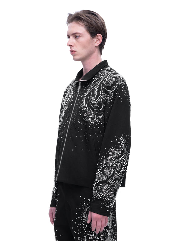 LUMINOUS DAWN PEARL RHINESTONE ZIP JACKET