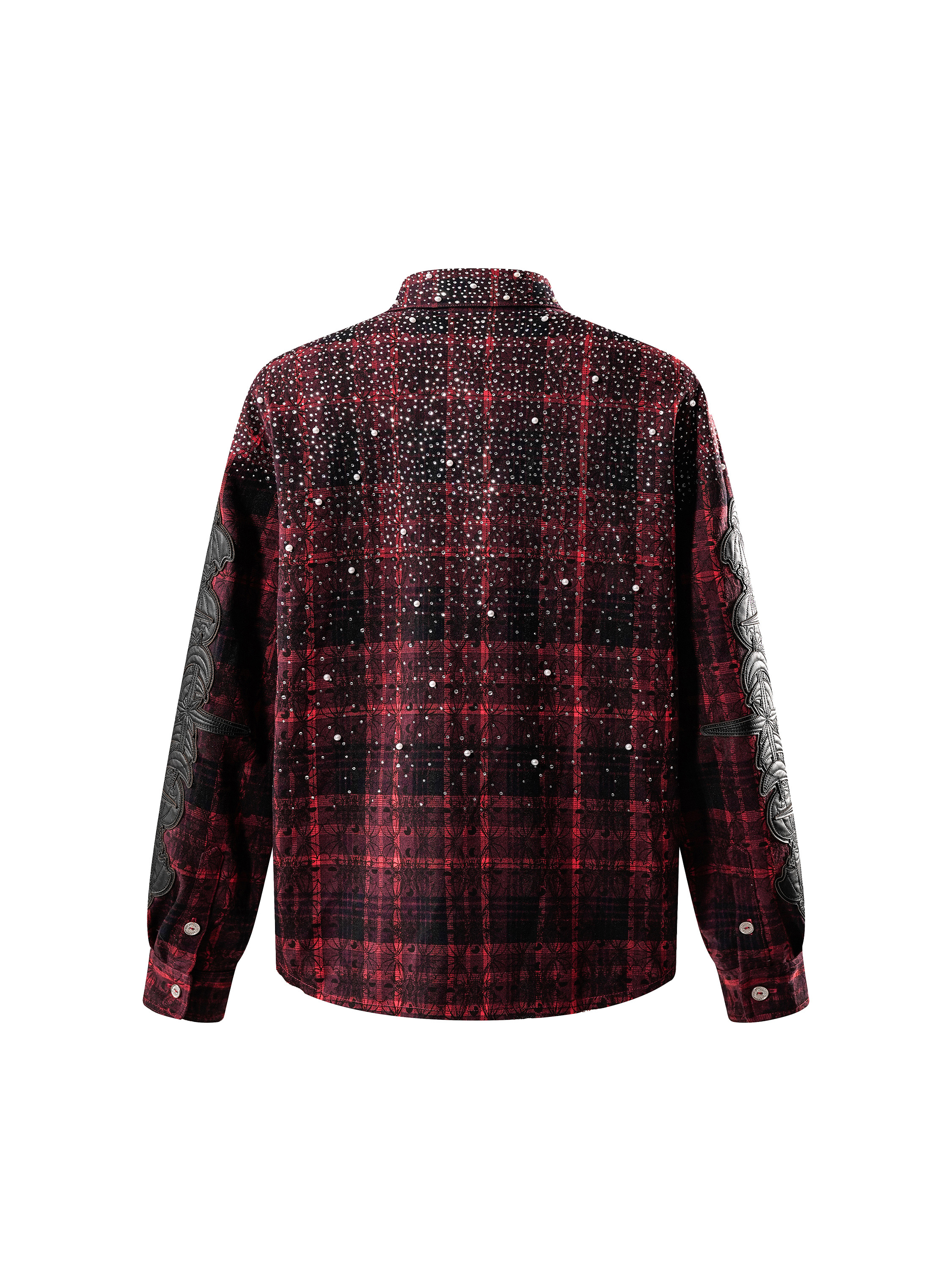 LUMINOUS DAWN RHINESTONE PEARL BAT PATTERN L-S SHIRT