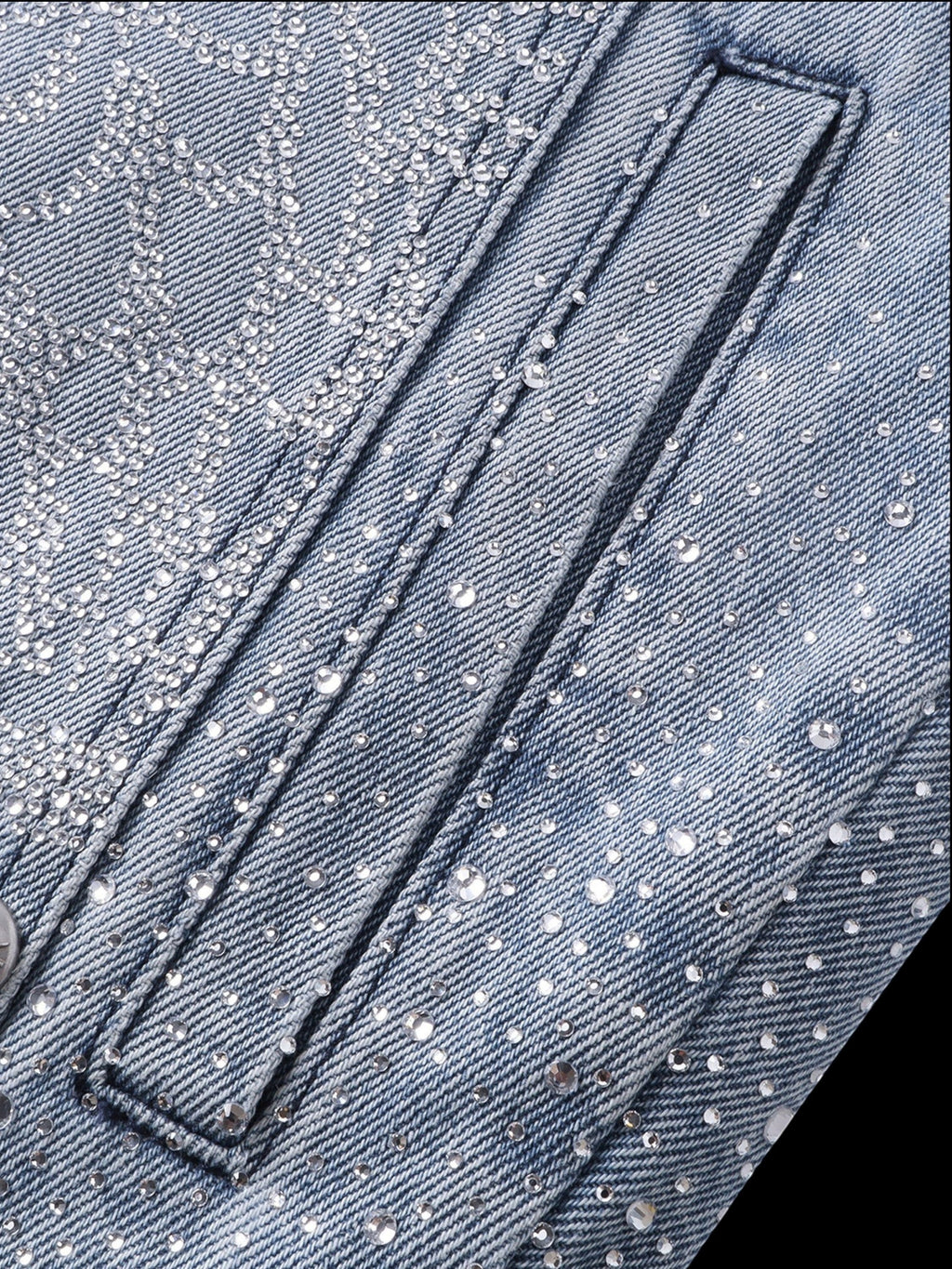 LUMINOUS DAWN RHINESTONE PEARL DENIM TRUCKER JACKET