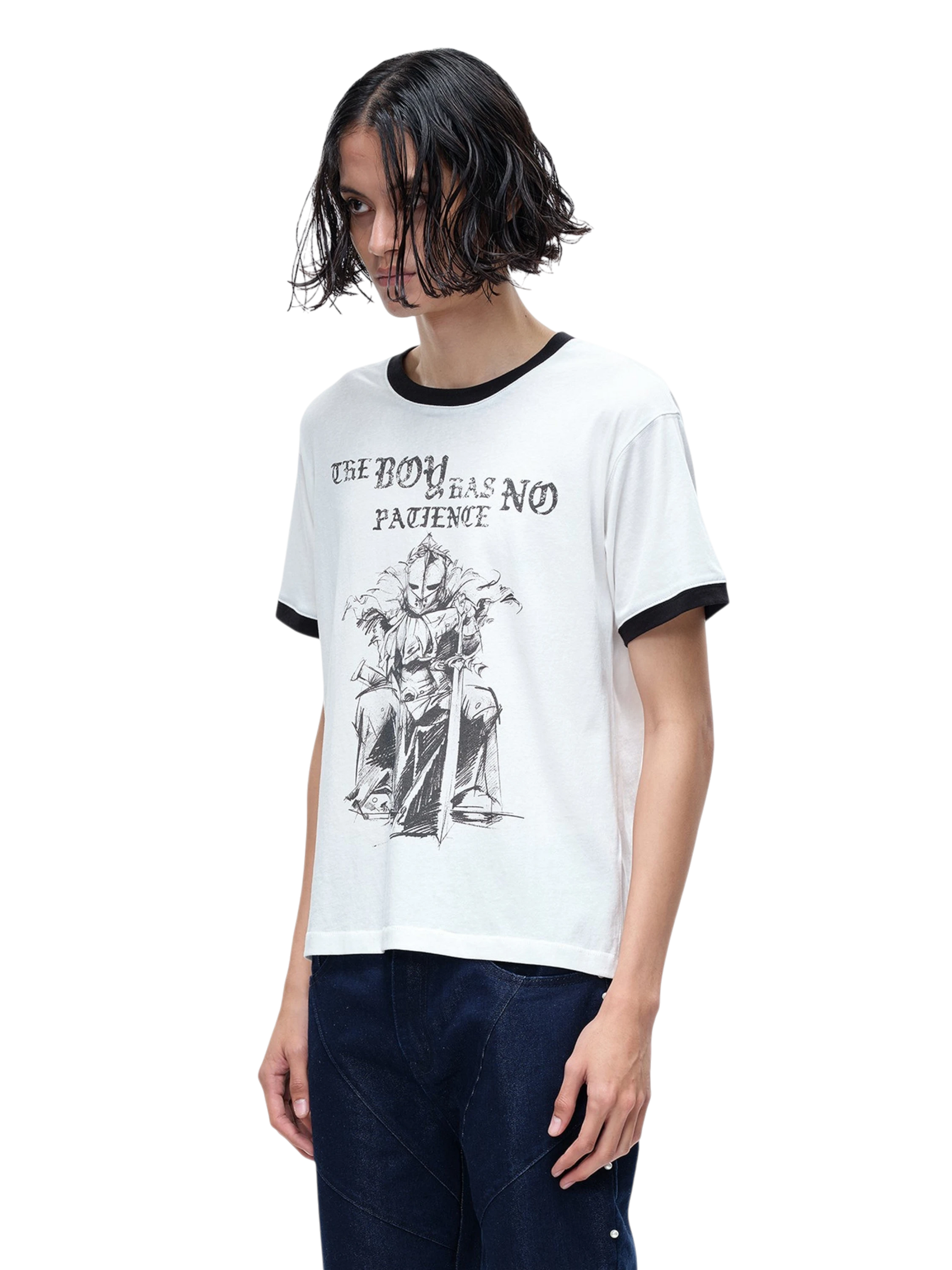 TBHNP Luminous Dawn sketch knight rhinestone ringer tee — men's streetwear graphic tee