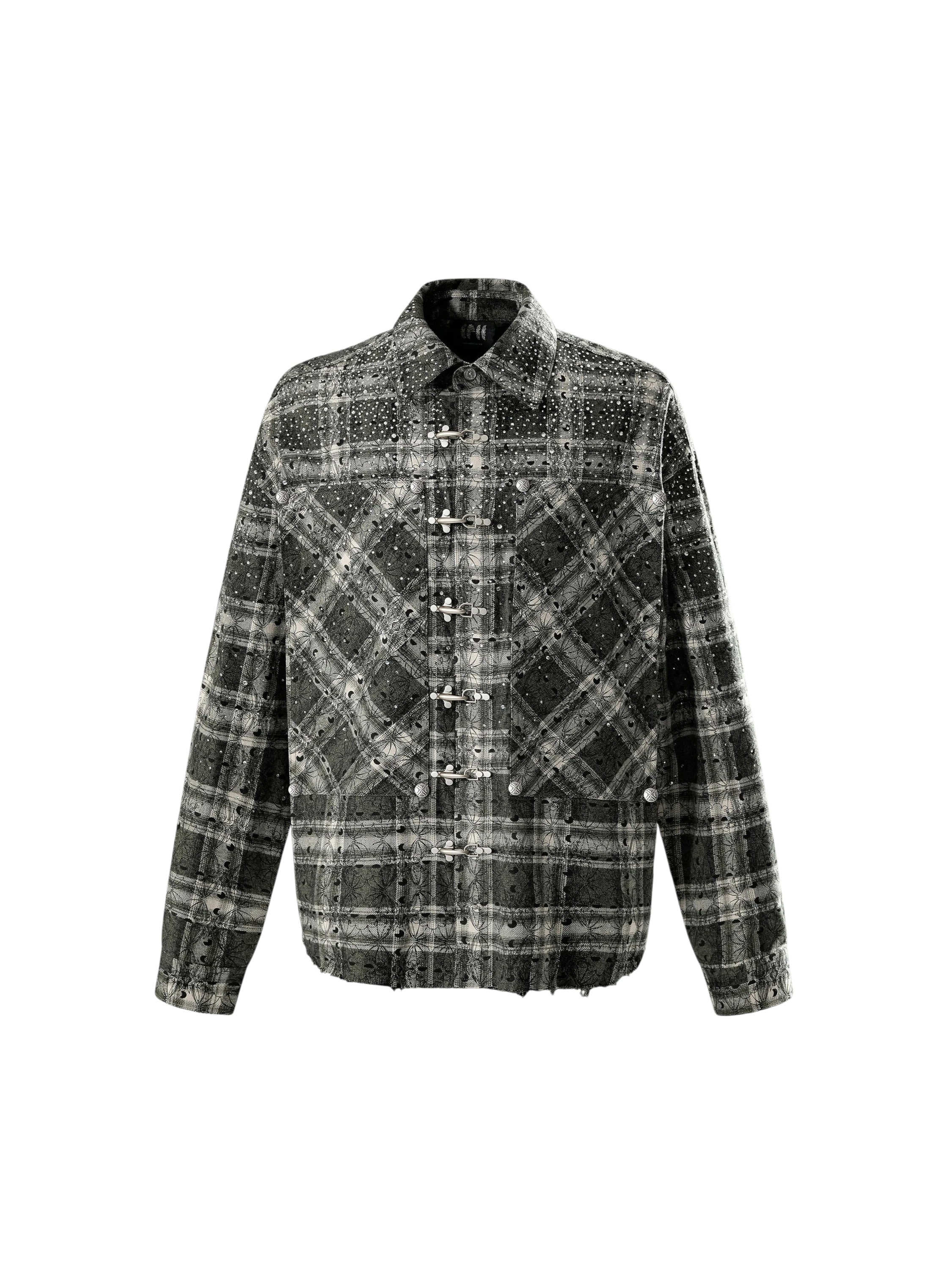 TBHNP Luminous Dawn Shadowbat buckle plaid flannel shirt — men's gothic streetwear button-up