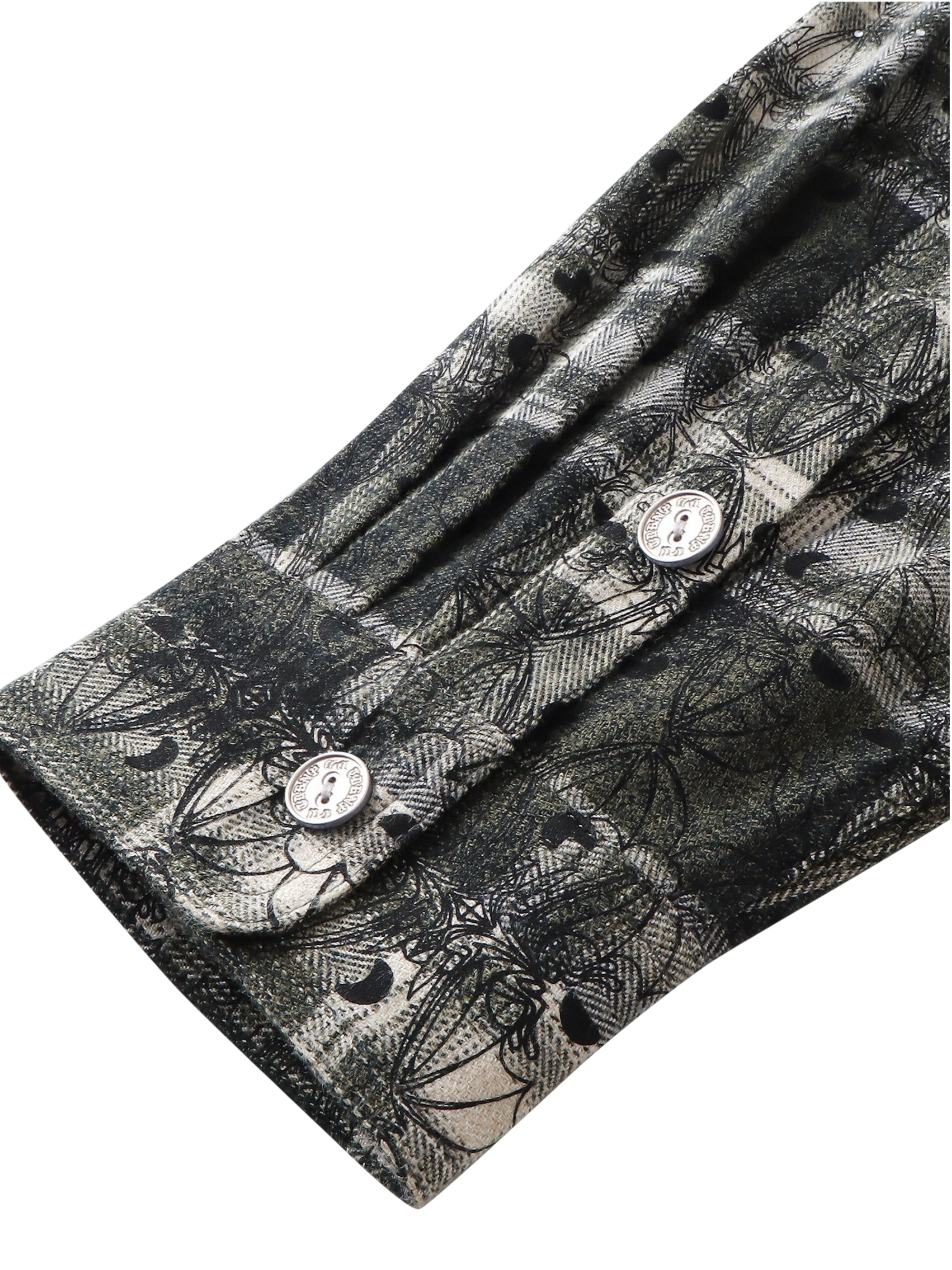 TBHNP Luminous Dawn Shadowbat buckle plaid flannel shirt — men's gothic streetwear button-up