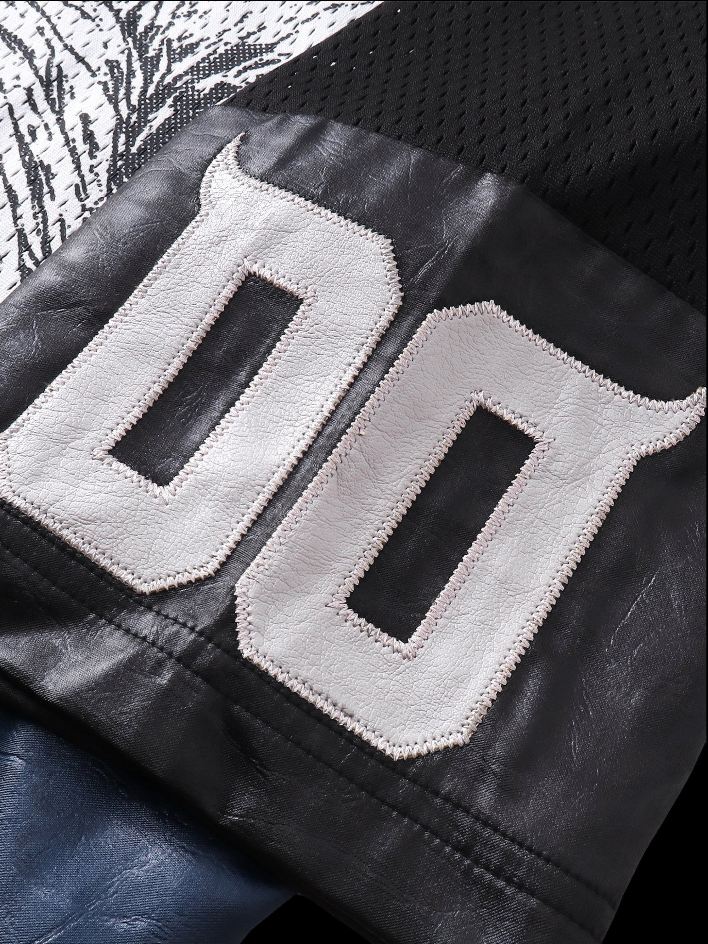 TBHNP Luminous Dawn sword and knight mesh football jersey with leather sleeves, navy blue — men's streetwear jersey