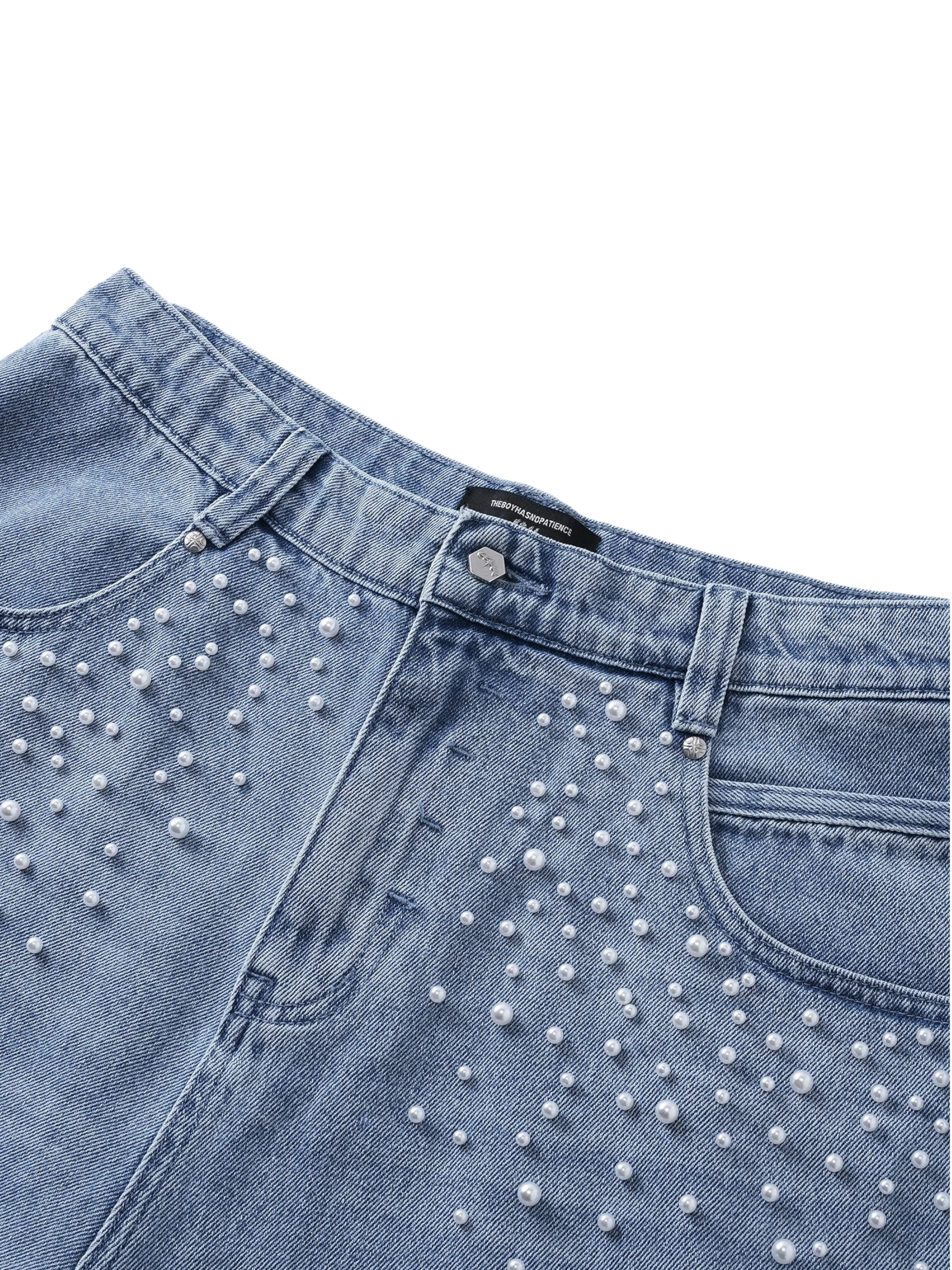 TBHNP Luminous Dawn pearl armor cropped wide-leg jeans — men's streetwear denim