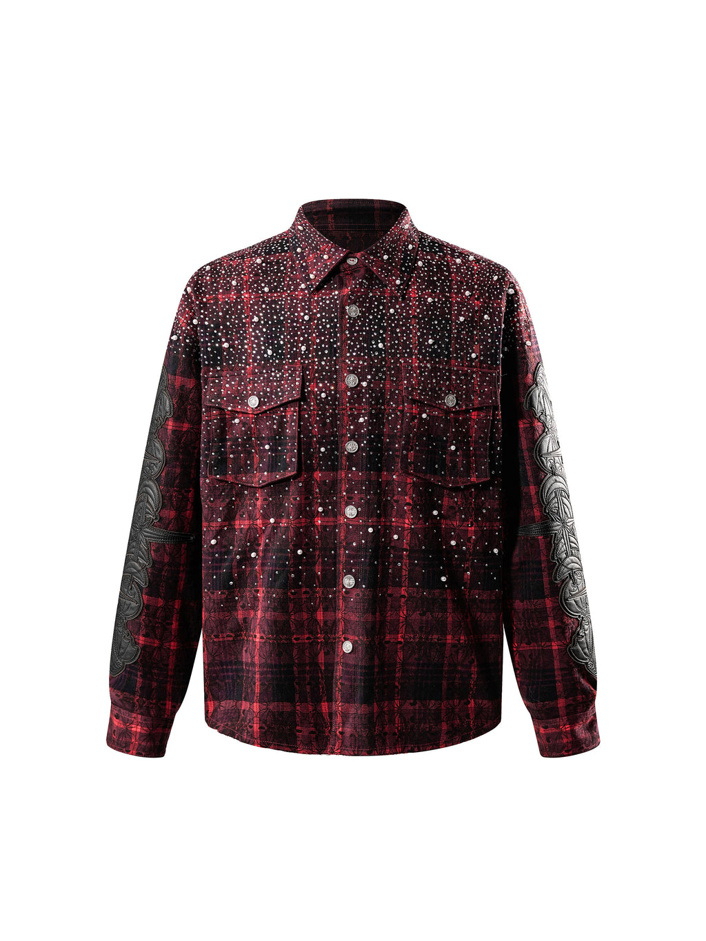 LUMINOUS DAWN RHINESTONE PEARL BAT PATTERN L-S SHIRT