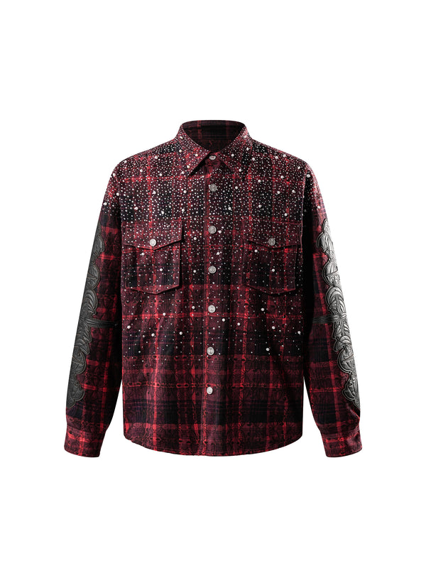 LUMINOUS DAWN RHINESTONE PEARL BAT PATTERN L-S SHIRT