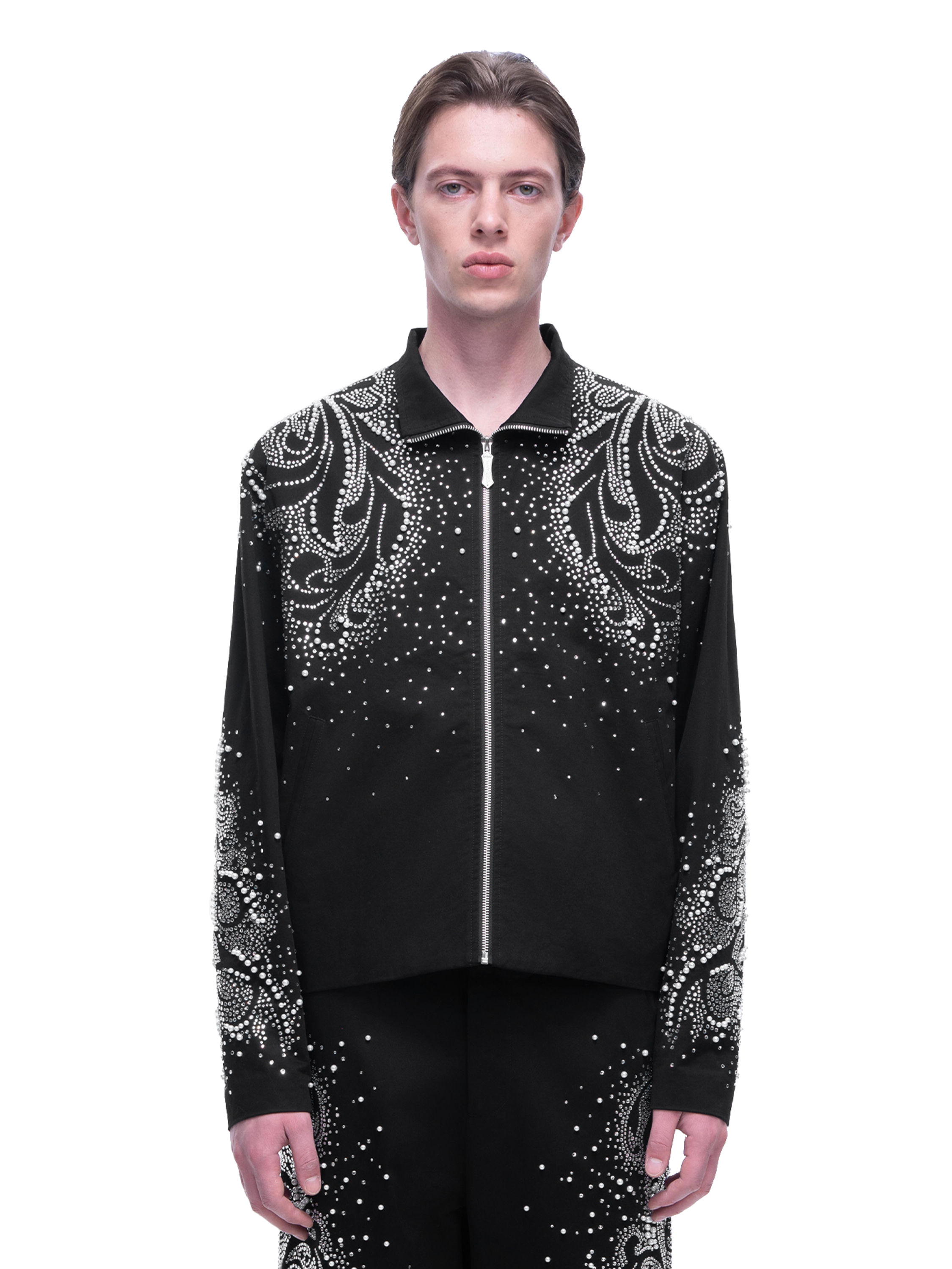 LUMINOUS DAWN PEARL RHINESTONE ZIP JACKET