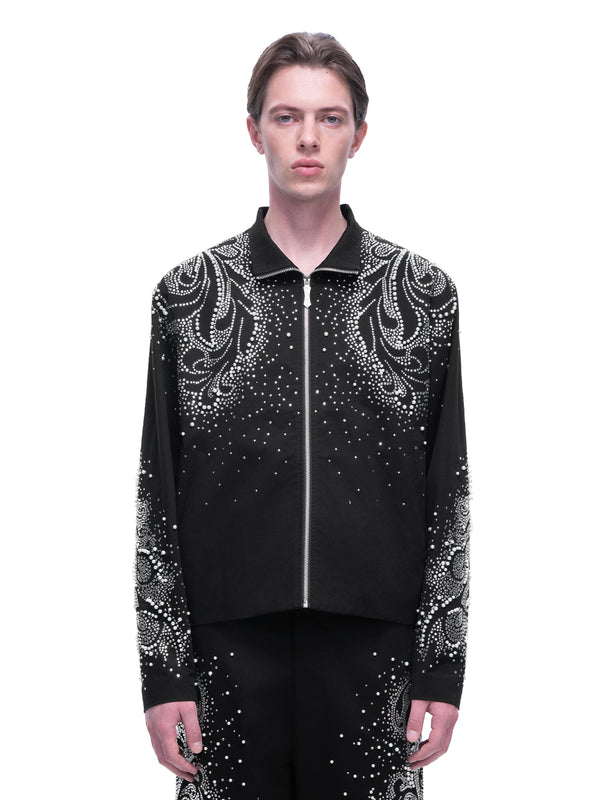 LUMINOUS DAWN PEARL RHINESTONE ZIP JACKET