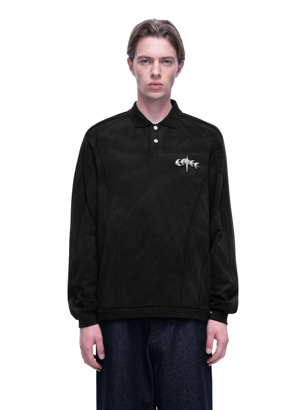 LUMINOUS DAWN STRUCTURED SEAM LONG-SLEEVE POLO